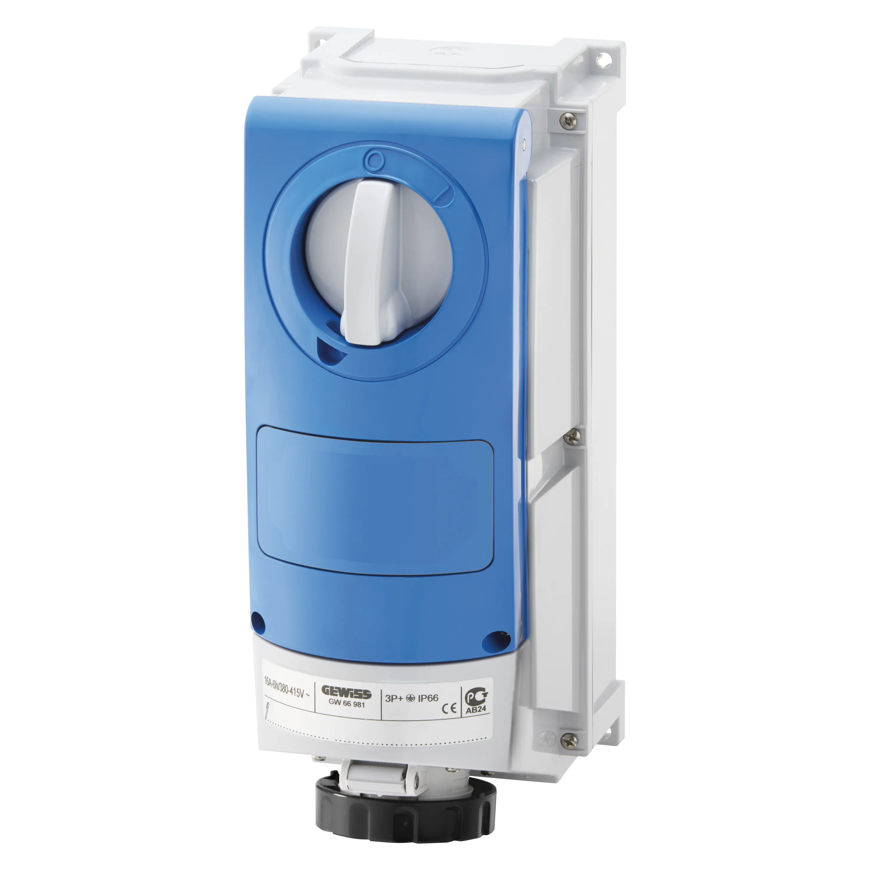 Priza Interblocata Fixa Verticala Cu Partea Inferioara Fara Baza De Sustinere A Combustibilului Pentru Utilizare Intensa 3P+N+E 32A 480 500V 50/60Hz 7H IP66 Gewiss GW66522