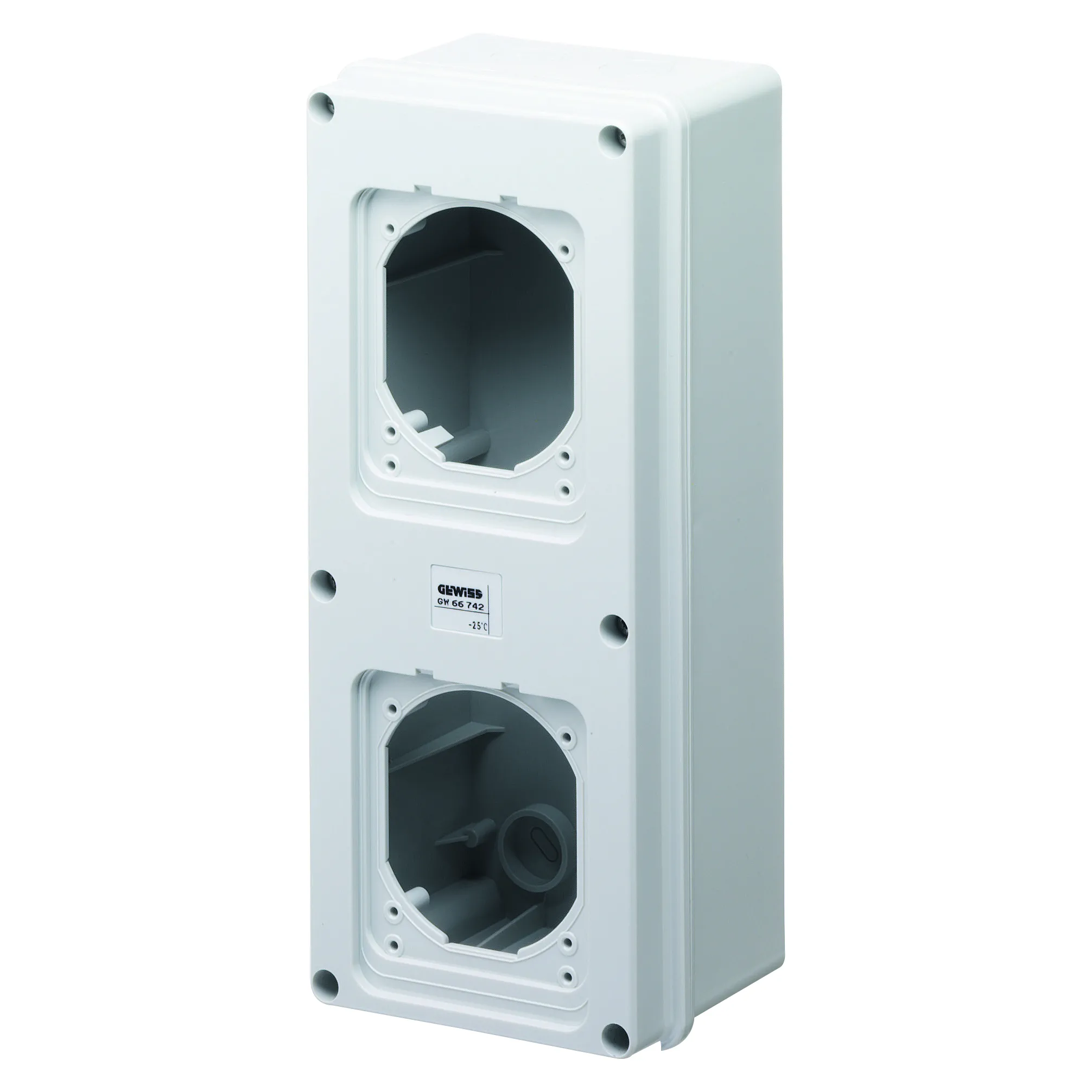 Cutie De Montare Pe Suprafata Cu Capac Cu Flansa Montat Pentru 2 Capace IP55 Gewiss GW66742