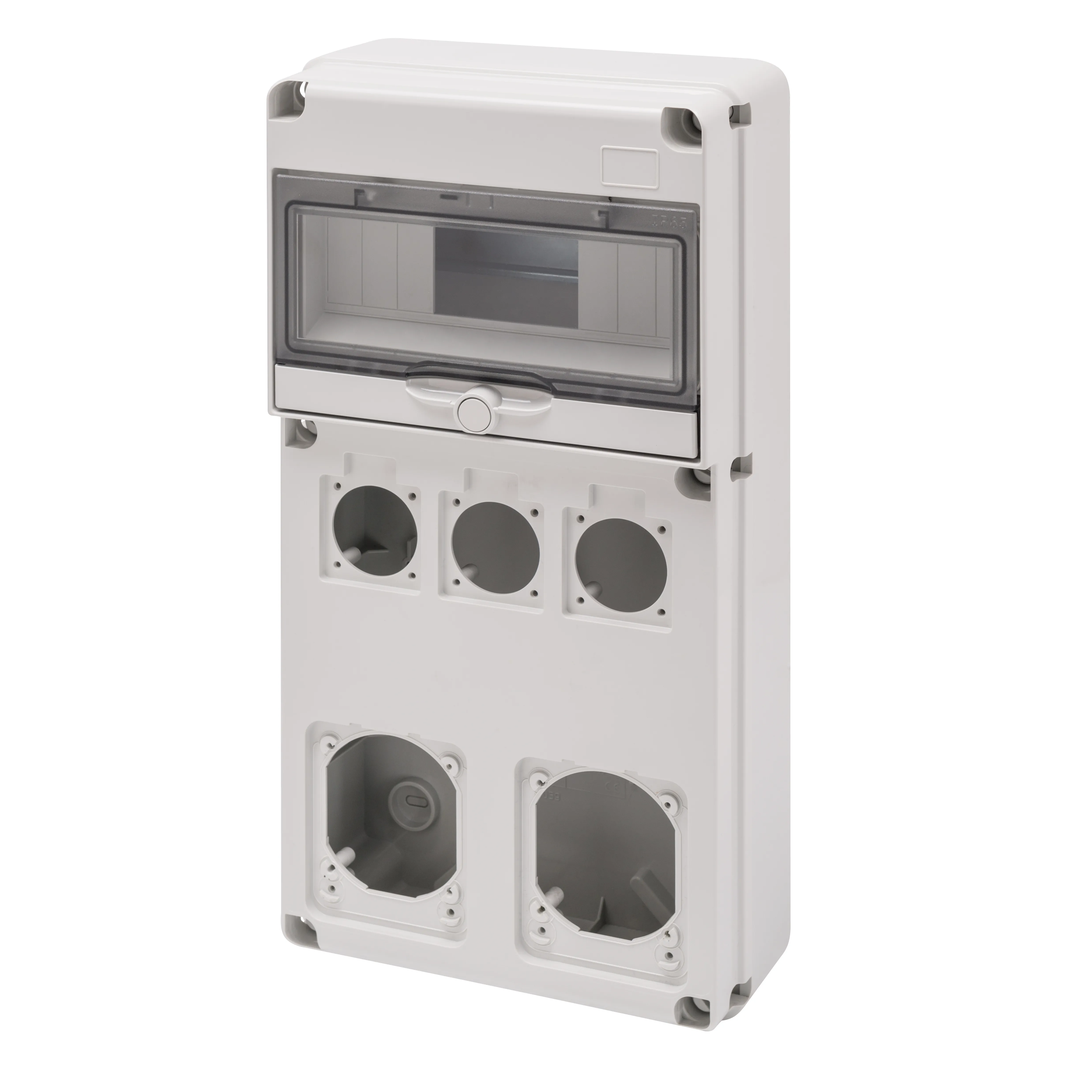 Tablou organiaze santier Q-Din 10 Module Priza Cu 3 Flanse 50X50 Mm + 2 Flanse Iec 16/32 A IP65 Gewiss GW68027N