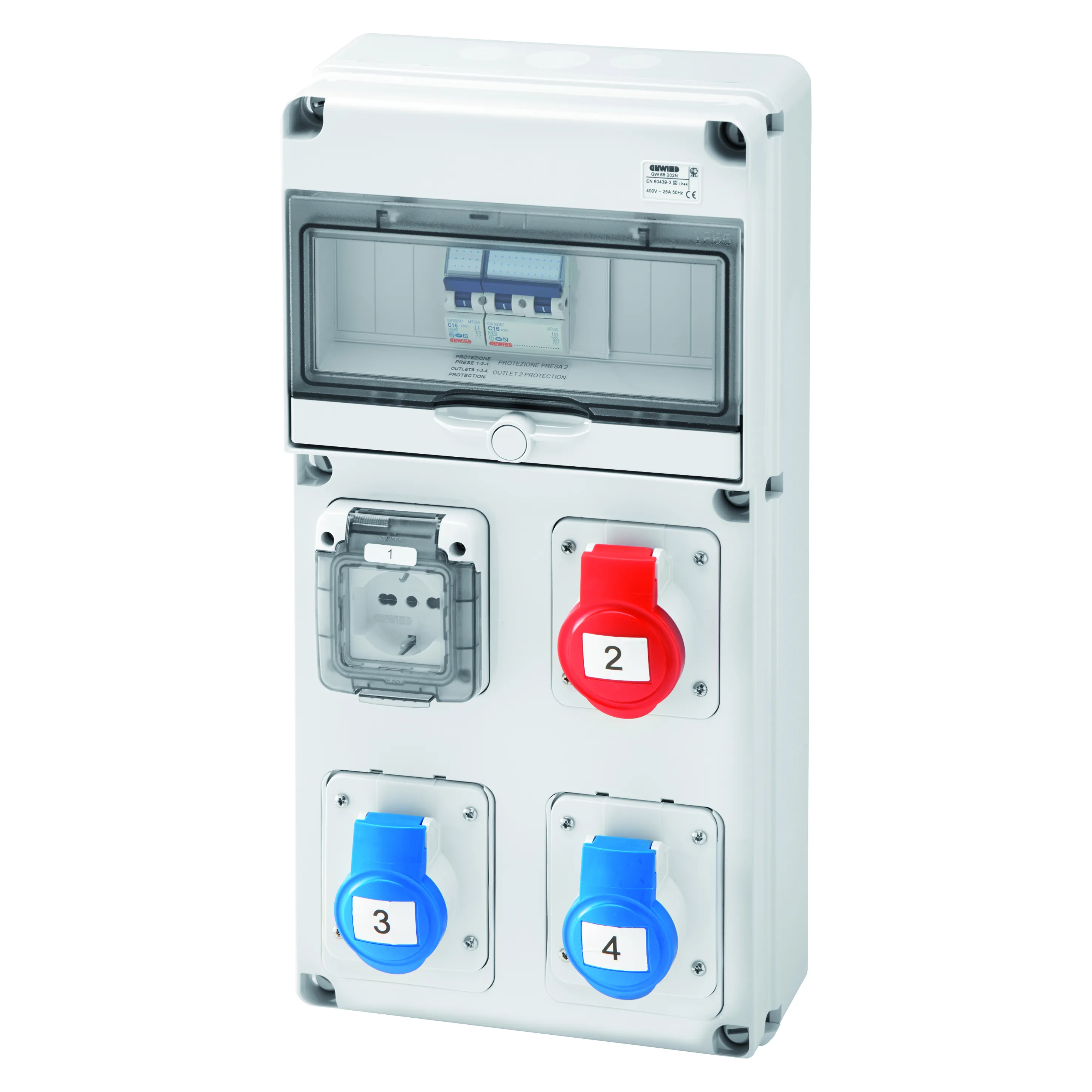 Tablou organiaze santier q-din 10 module asd 3 iec 309 1 priza it/de ip44 gewiss gw68202n