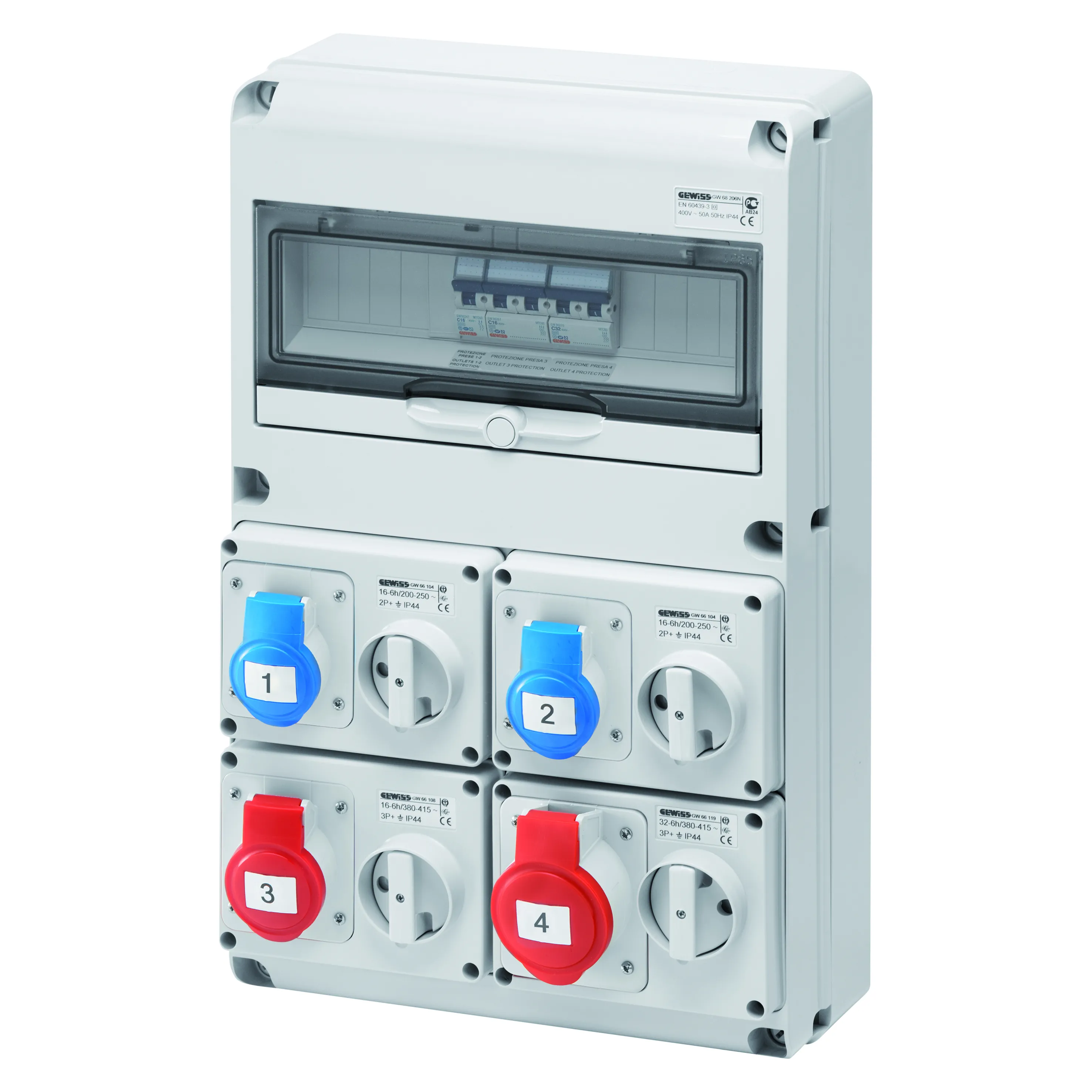 Tablou organiaze santier Q-Din 14 module Asd 4 Ib Orizontal Sbf IP44 Gewiss GW68206N