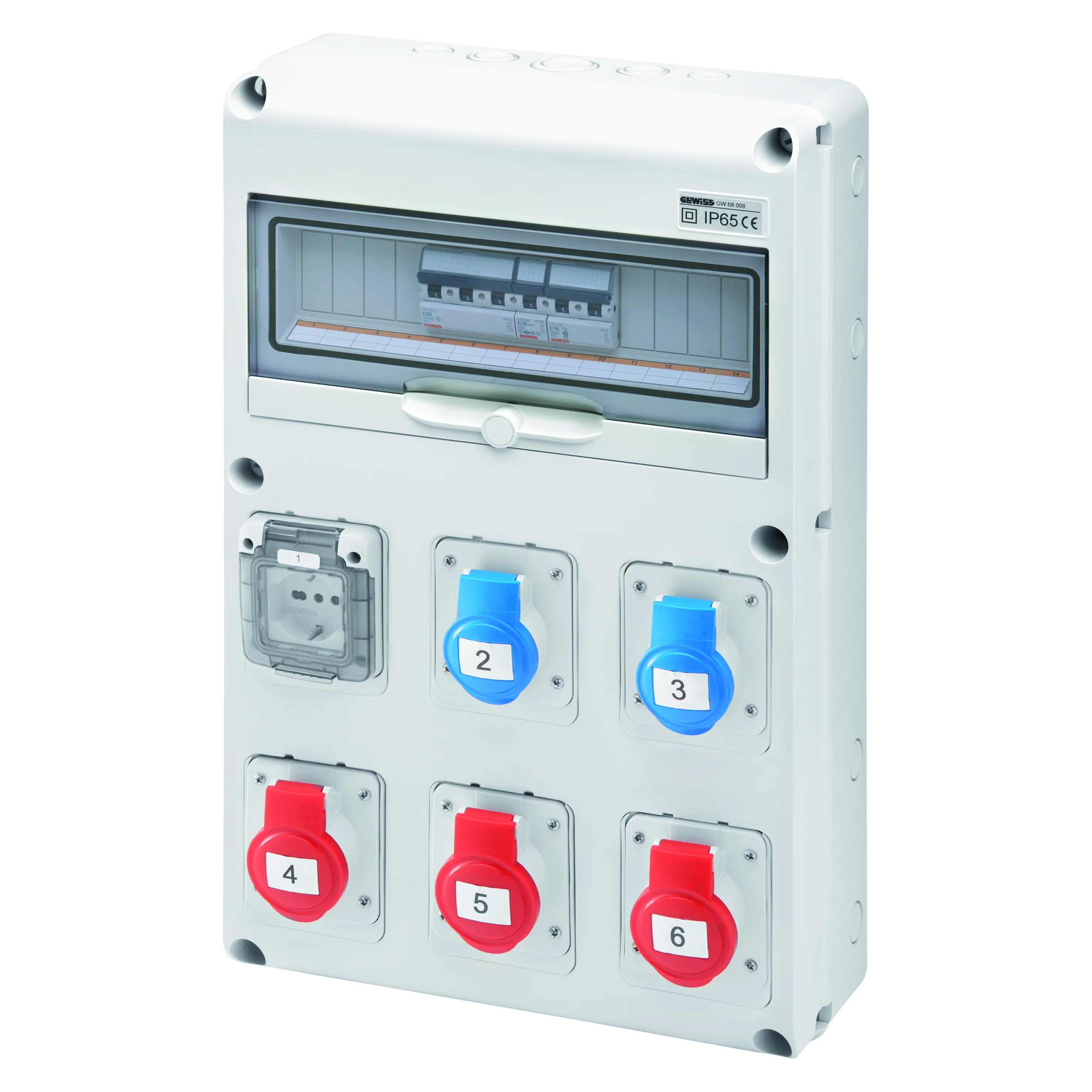 Tablou organiaze santier q-din 14 module asd 5 iec 309 1 priza it/de it/de ip44 gewiss gw68229n