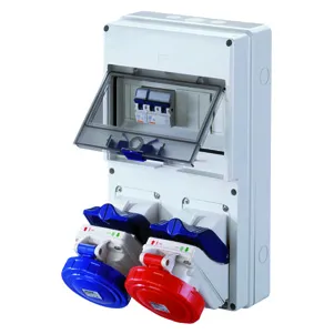 Combibloc asd montaj aparent 1 priza 2p+e 16a + 1 priza 3p+n+e 16a ip55 gewiss gw66393
