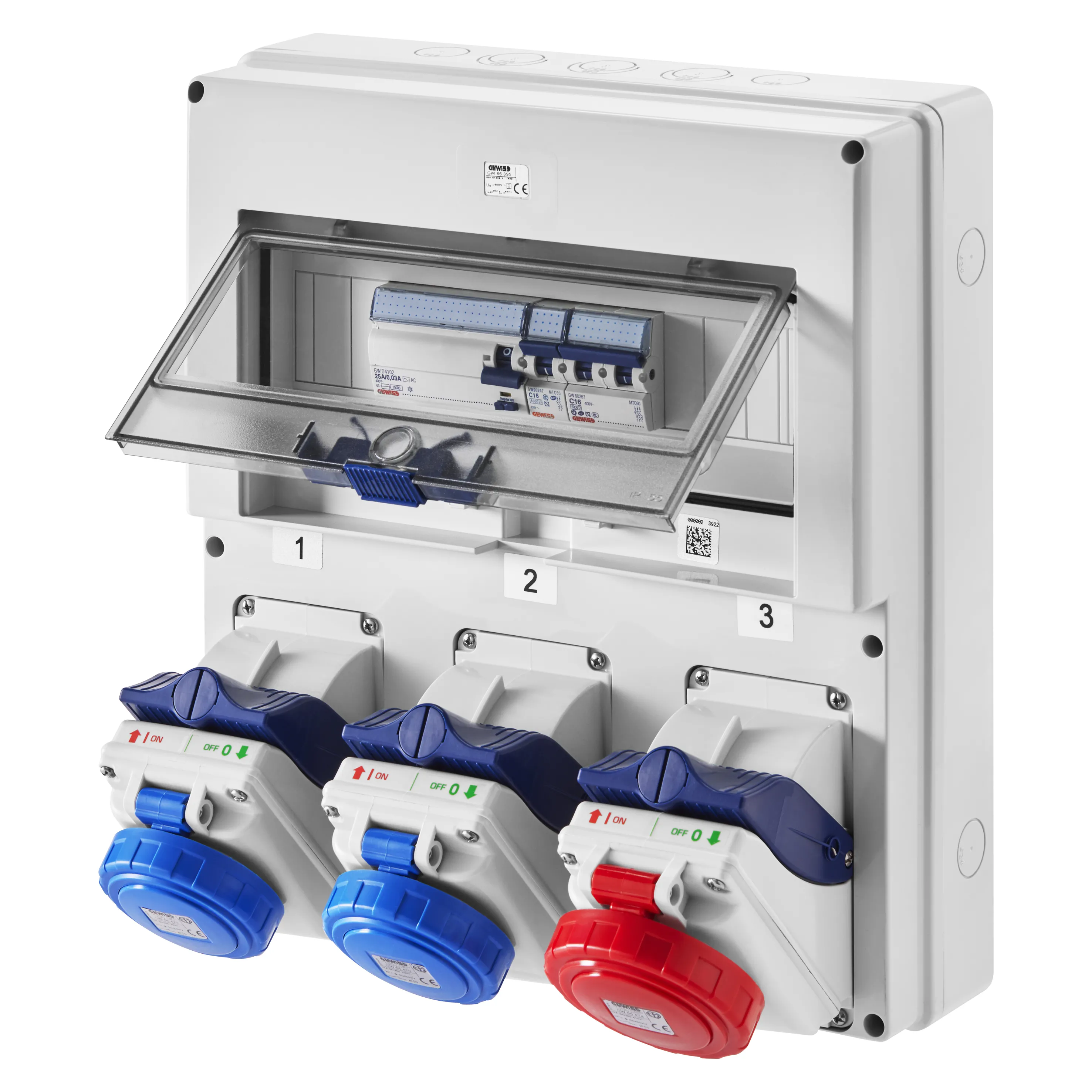 Combibloc Asd Montaj Aparent Priza 2P+E 16A + Priza 1 3P+E 16A IP55 Gewiss GW66395
