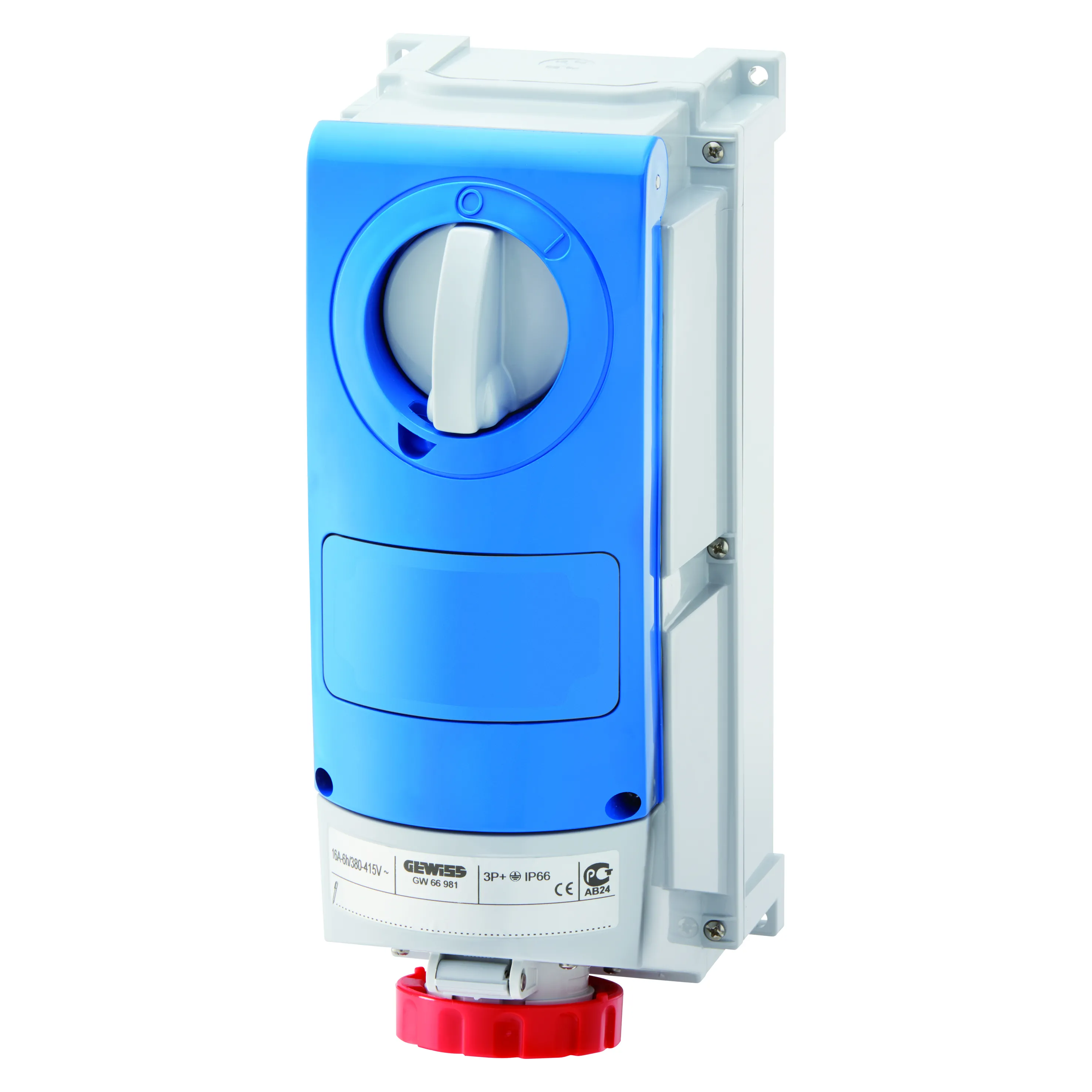Priza Interblocata Fixa Verticala Cu Partea Inferioara Fara Baza De Sustinere A Combustibilului Pentru Utilizare Intensa 3P+E 63A 380 415V 50/60Hz 6H IP66 Gewiss GW66531