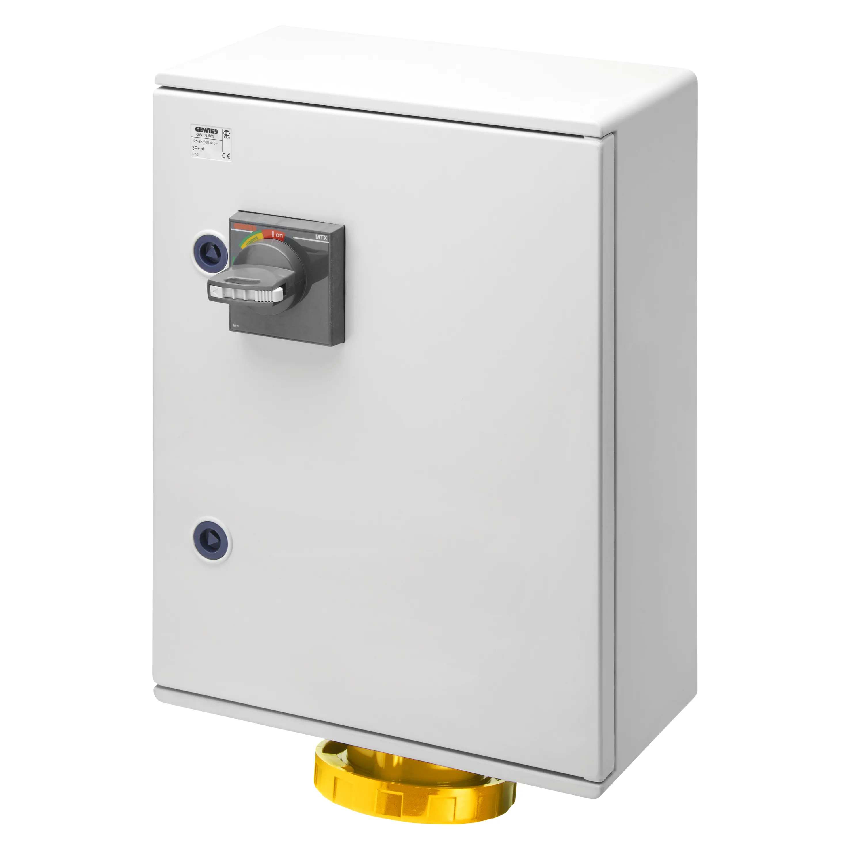 Priza verticala fixa montaj aparent intrerupator circular miniatural -3p+n+e 125a 110v 4h ip55 gewiss gw66582
