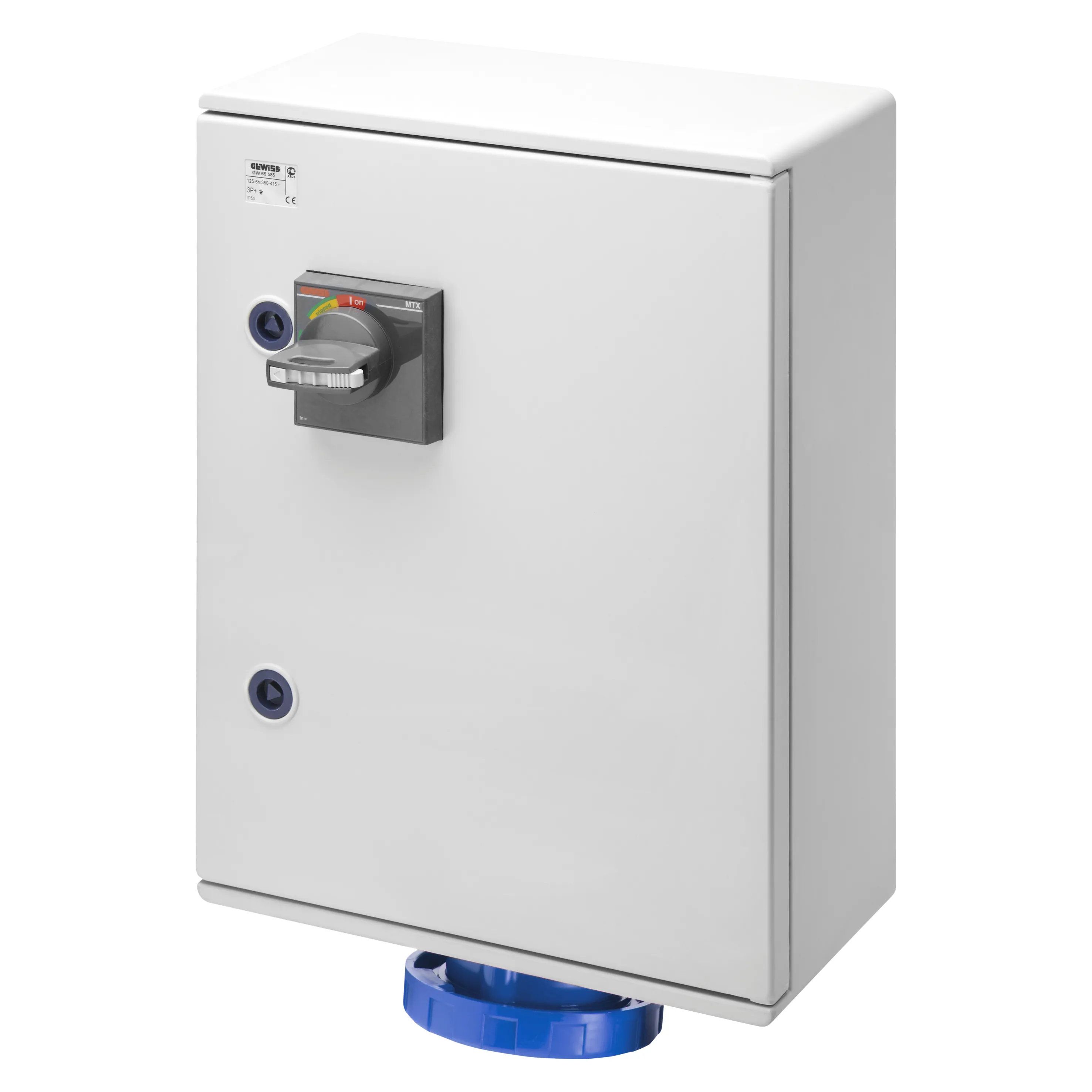 Priza verticala fixa montaj aparent intrerupator circular miniatural -3p+n+e 125a 230v 9h ip55 gewiss gw66584
