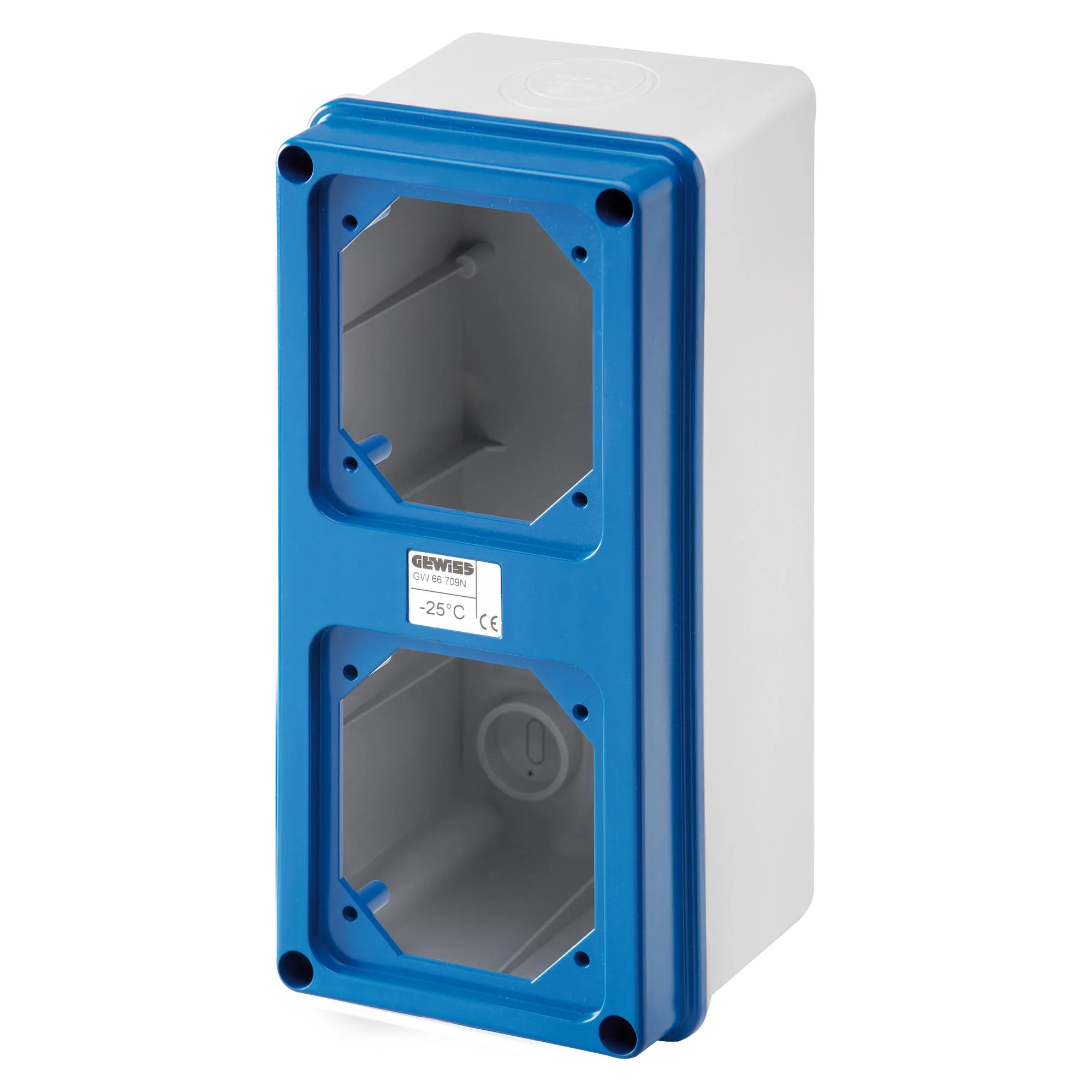 Cutie De Montare Pe Suprafata Cu Capac Cu Flansa Montat Pentru 2 Capace IP67 Gewiss GW66741N