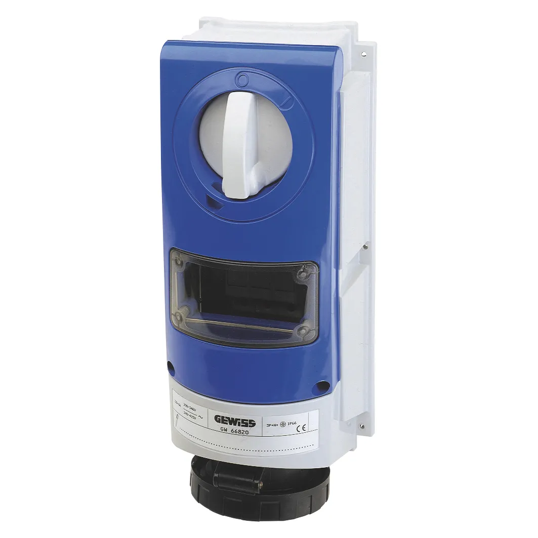 Priza Fixa Interblocata Verticala Fara Fund Pentru Utilizare Intensa Cu Baza De Sustinere A Combustibilului 3P+N+E 16A 480-500V-50/60Hz 7H IP66 Gewiss GW66811