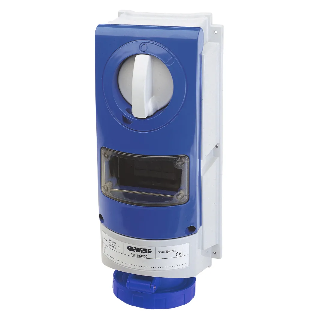 Priza Fixa Interblocata Verticala Fara Fund Pentru Utilizare Intensa Cu Baza De Sustinere A Combustibilului 3P+N+E 32A 200-250V-50/60Hz 9H IP66 Gewiss GW66817
