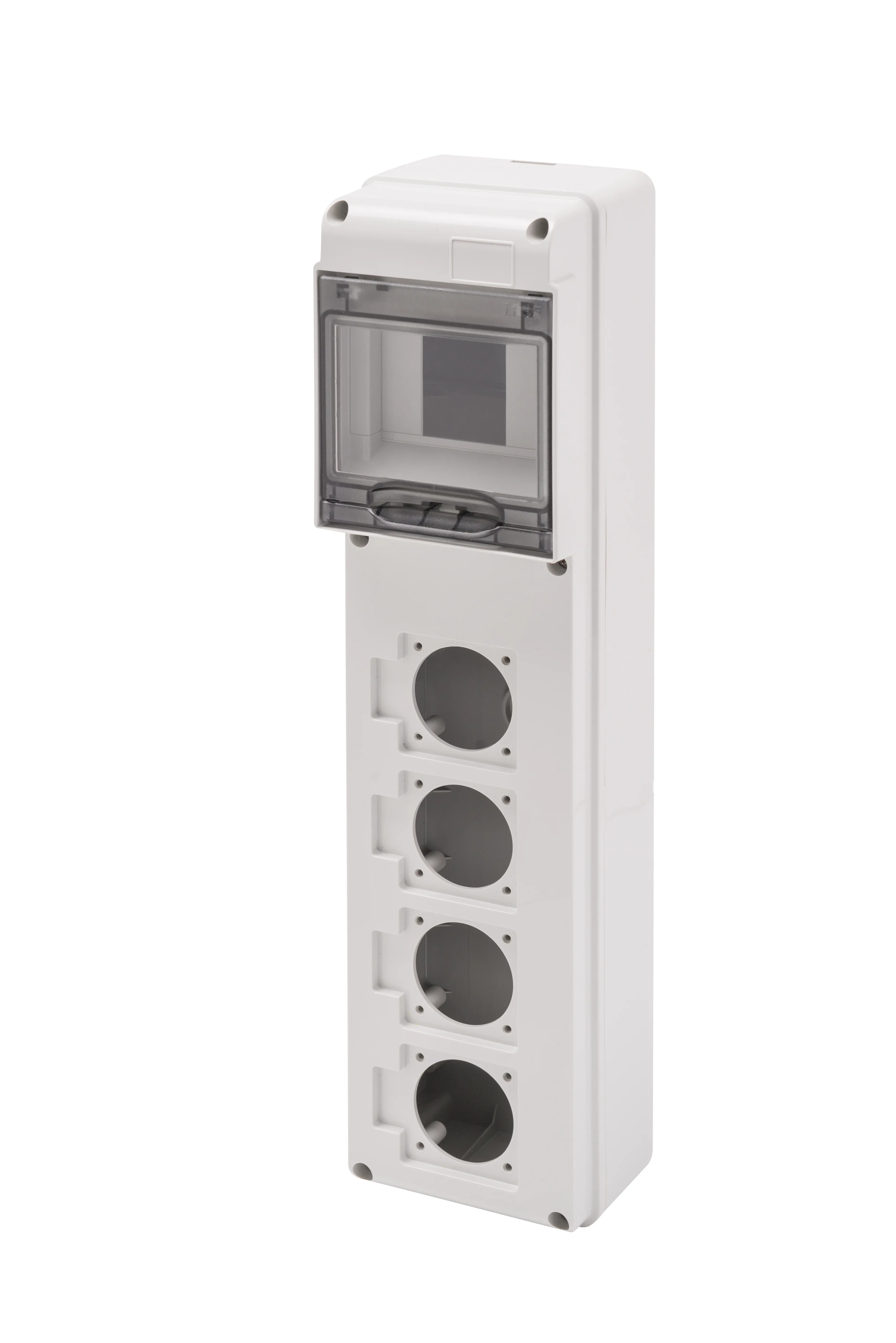 Module Q-Din 5 module Priza Cu 4 Flanse Standard 50X50 Mm  IP65 Gewiss GW68026N