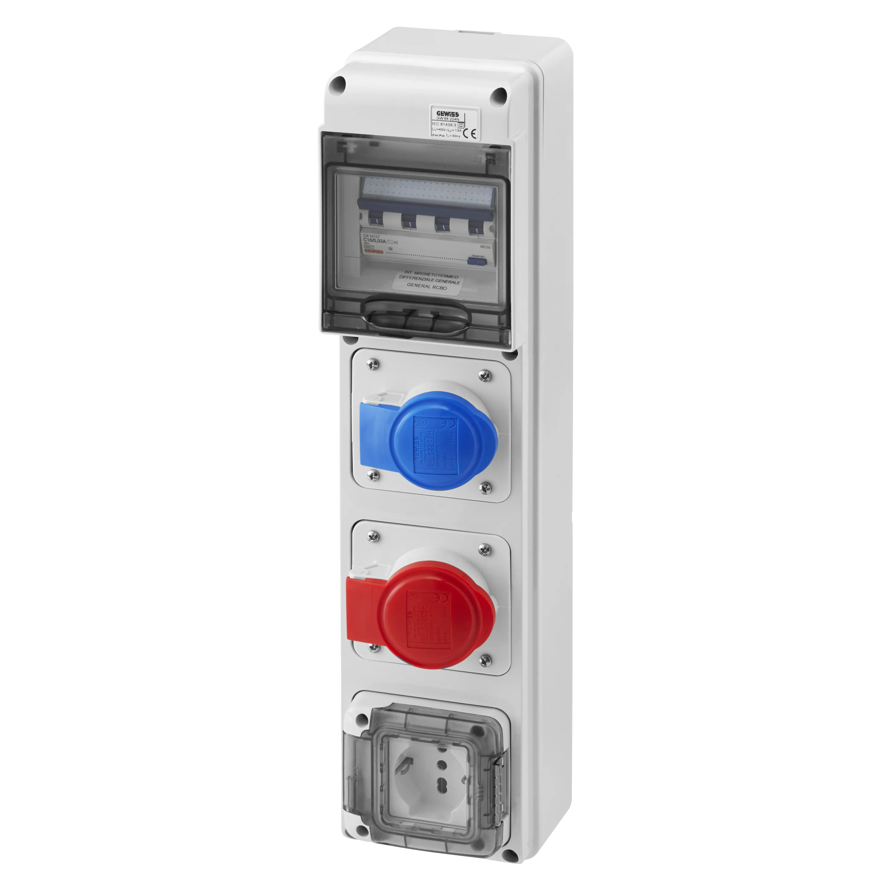 Tablou organiaze santier Q-Din 5 module Asd 2 Iec 309 1 Priza Schuko IP44 Gewiss GW68224N