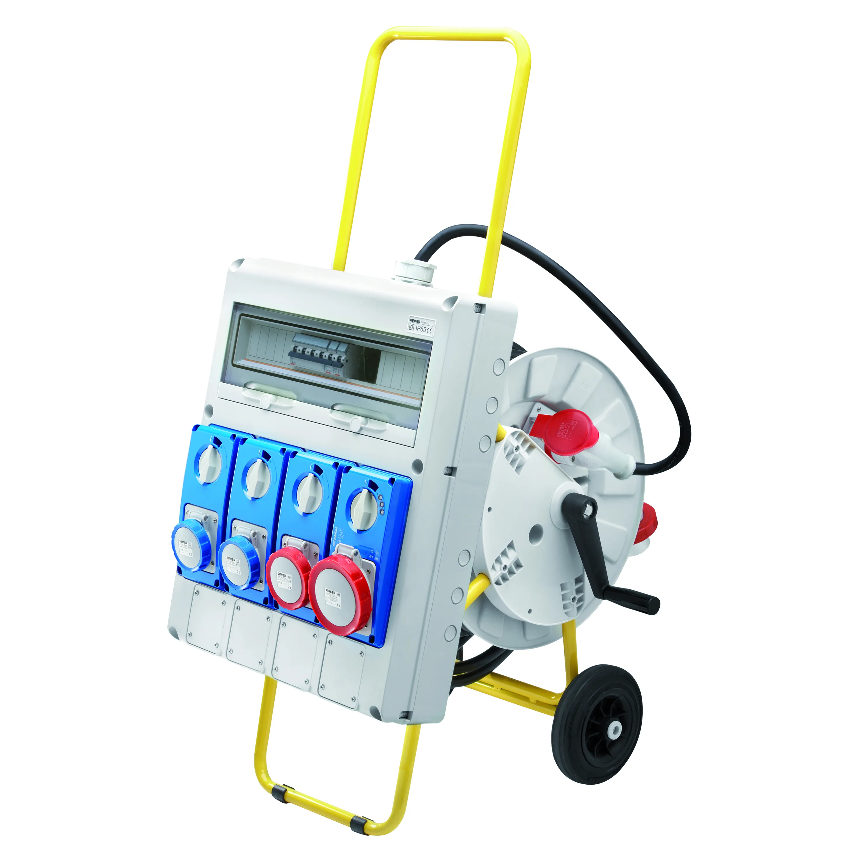 Tablou organiaze santier Q-Din 20 module Acs Portabil Mobil Cu Suport 2 2P+E 16A Ib + 1 3P+E 16A Ib + 1 3P+E 32A Ib IP65 Gewiss GW68424N