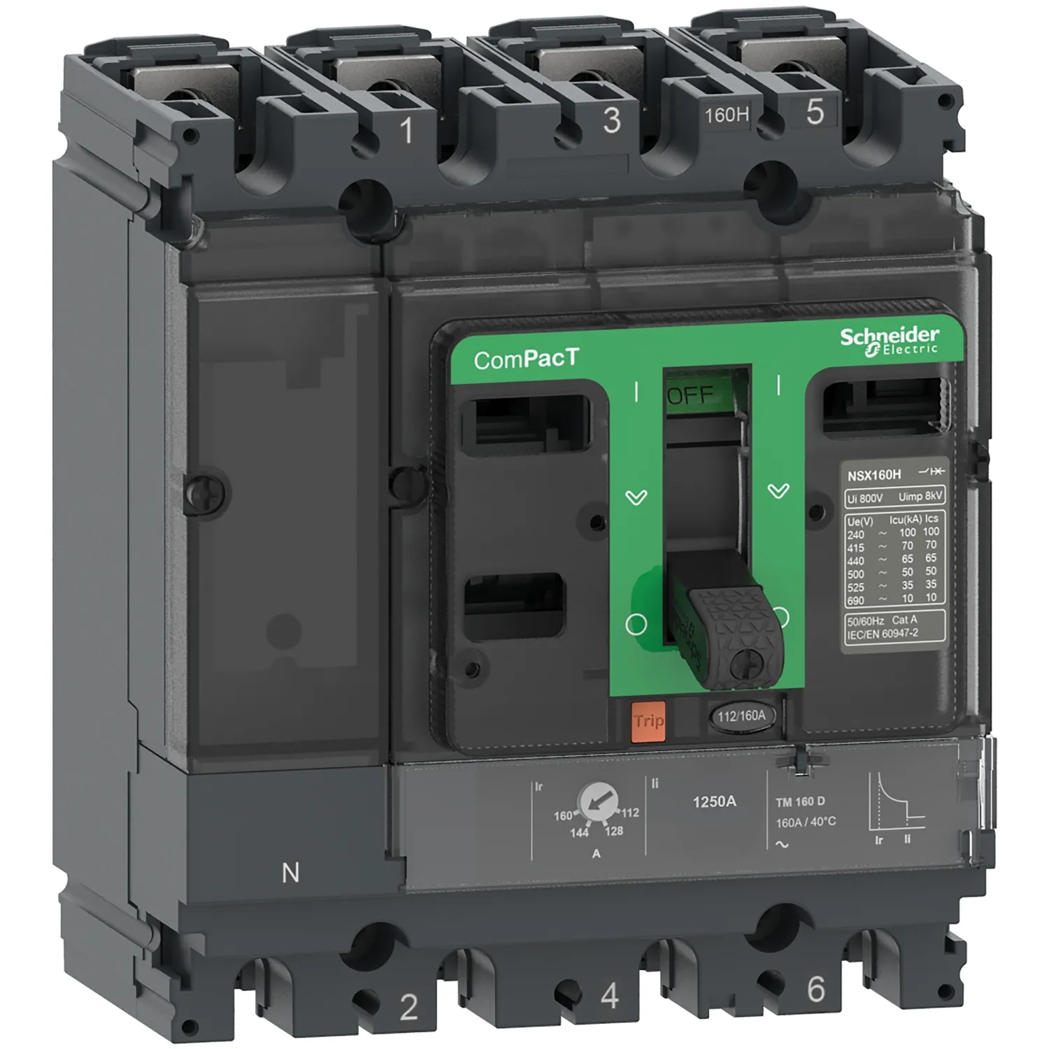 Intreruptor tip USOL ComPacT NSX100H 70 kA la 415 VAC unitate de declansare TMD 63A 4 poli 3d Schneider C10H6TM063