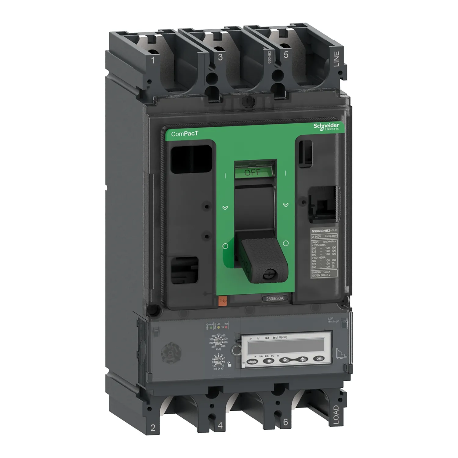 Intreruptor tip USOL ComPacT NSX400R 200 kA la 415 VAC unitate de declansare MicroLogic 5.3 E 400A 3 poli 3d Schneider C40R35E400