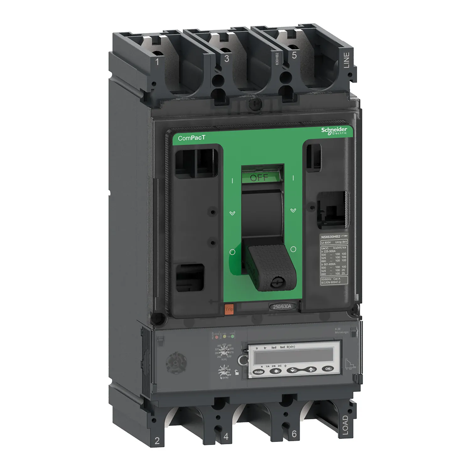 Intreruptor tip USOL ComPacT NSX400R, 200 kA la 415 VAC, unitate de declansare MicroLogic 6.3 E-M 320A, 3 poli 3d, Schneider, C40R36M320