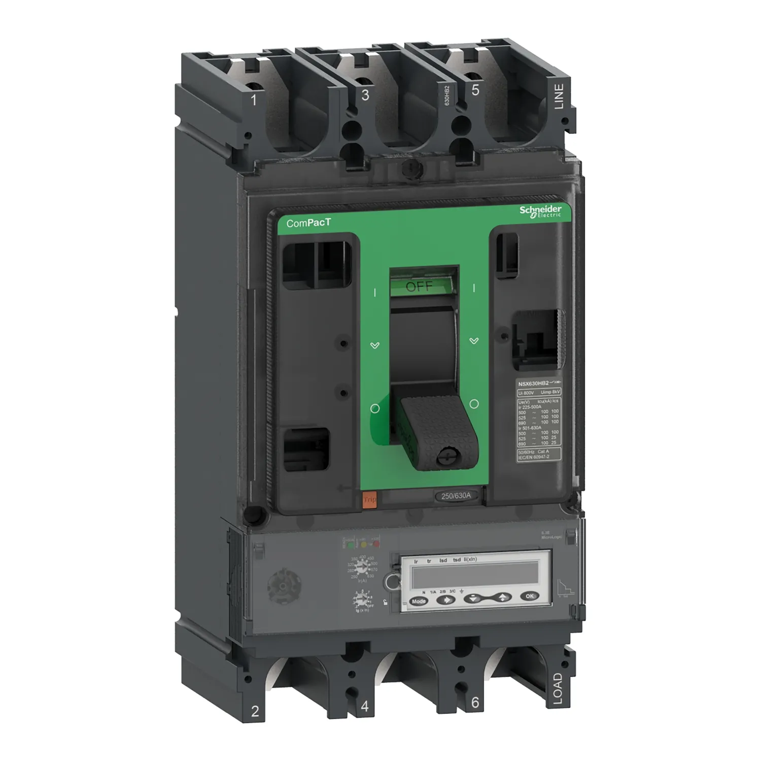 Intreruptor tip USOL ComPacT NSX400HB2, 100 kA la 690 VAC, unitate de declansare MicroLogic 6.3 E 400A, 3 poli 3d, Schneider, C40W36E400 