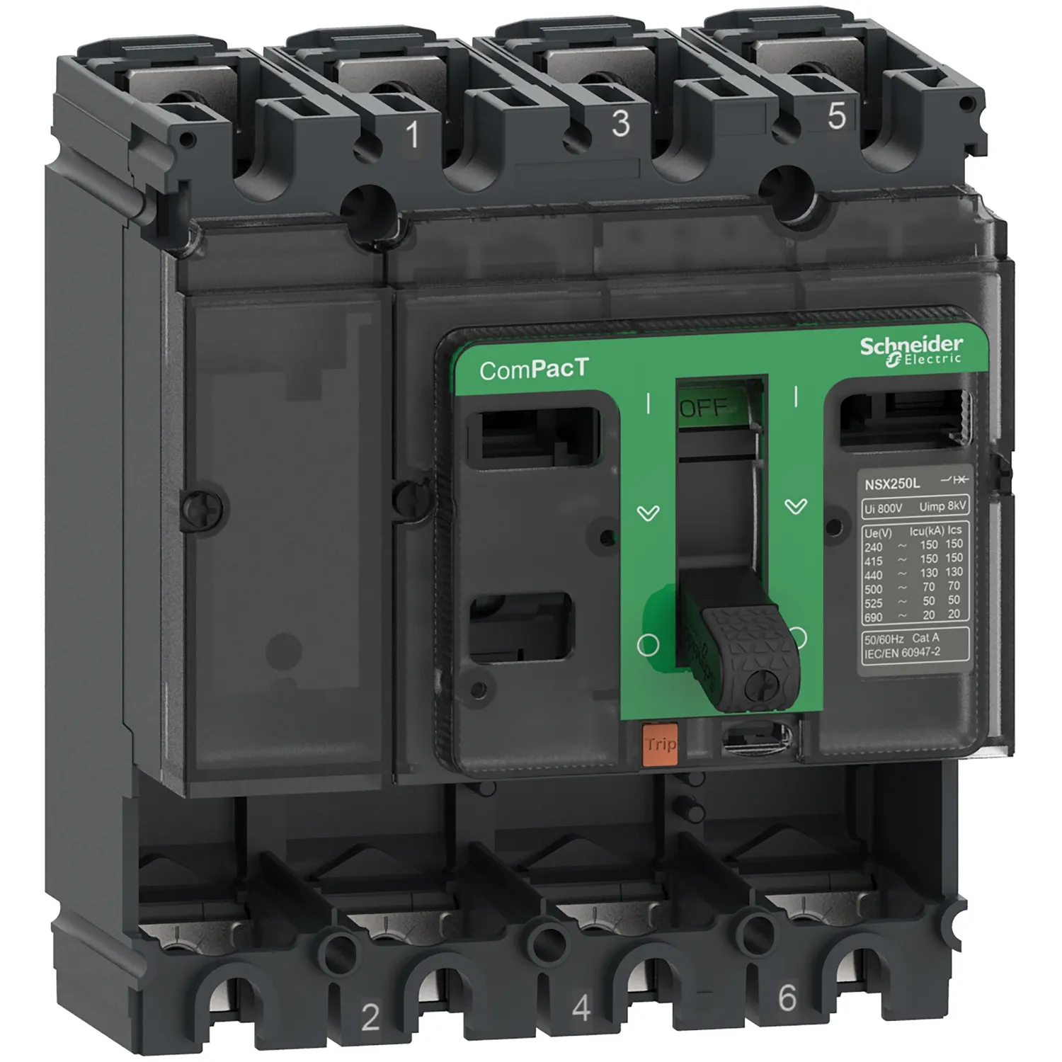 Intreruptor tip USOL ComPacT NSX160S 100 kA la 415 VAC 50/60 Hz 160A fara unitate de declansare 4 poli Schneider C16S4