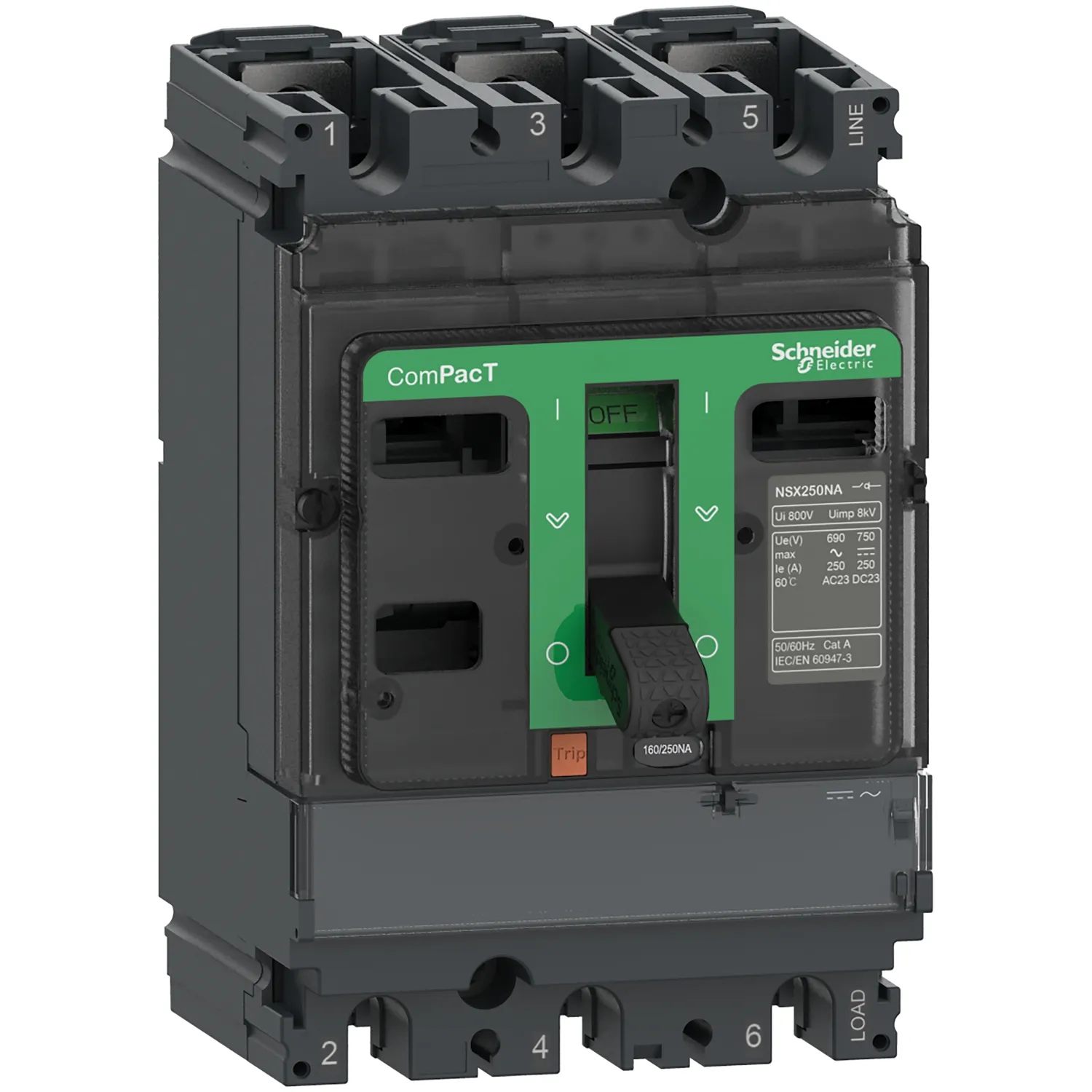 Intreruptor ComPacT NSX250NA, 3 poli, 250A, AC22A, AC23A, Schneider, C253250S