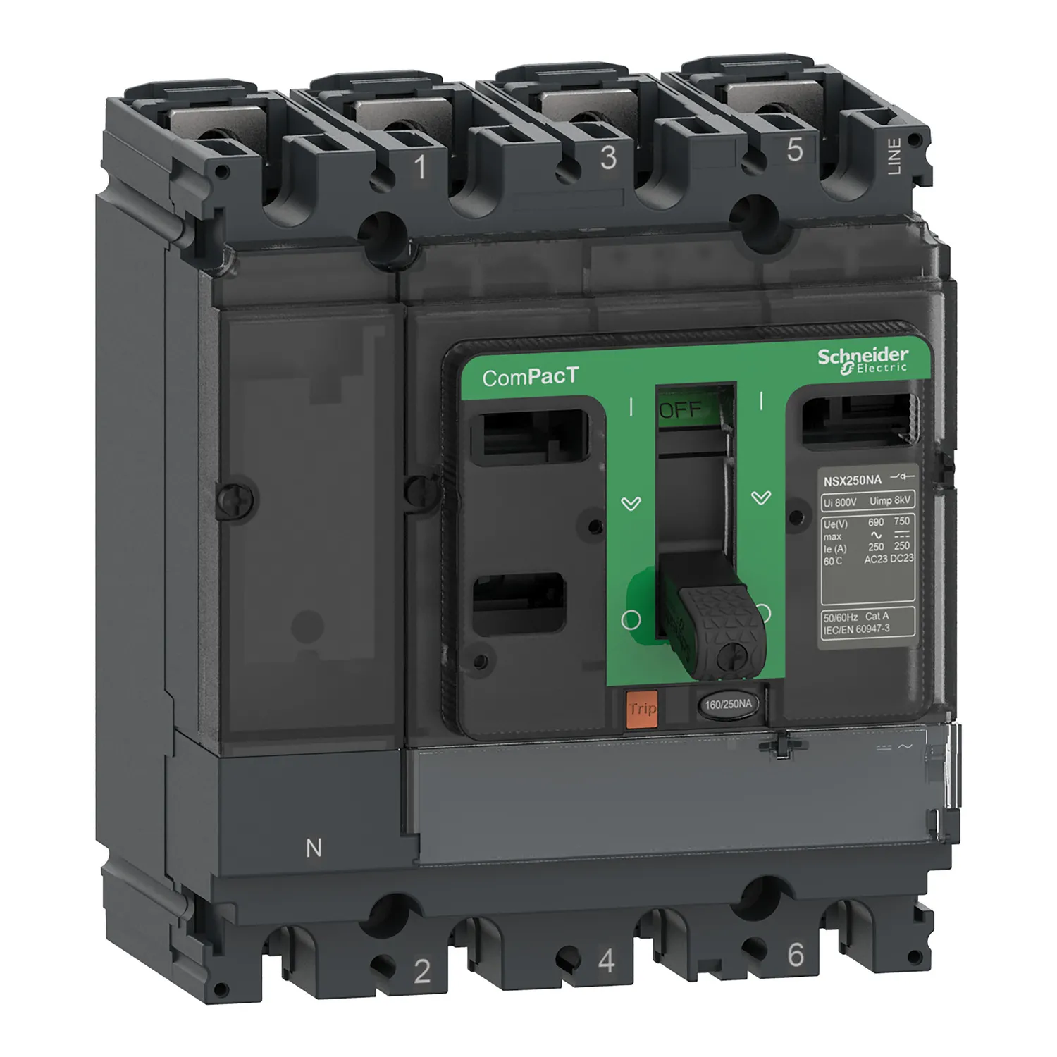 Intreruptor ComPacT NSX250NA, 4 poli, 250A, AC22A, AC23A, Schneider, C254250S