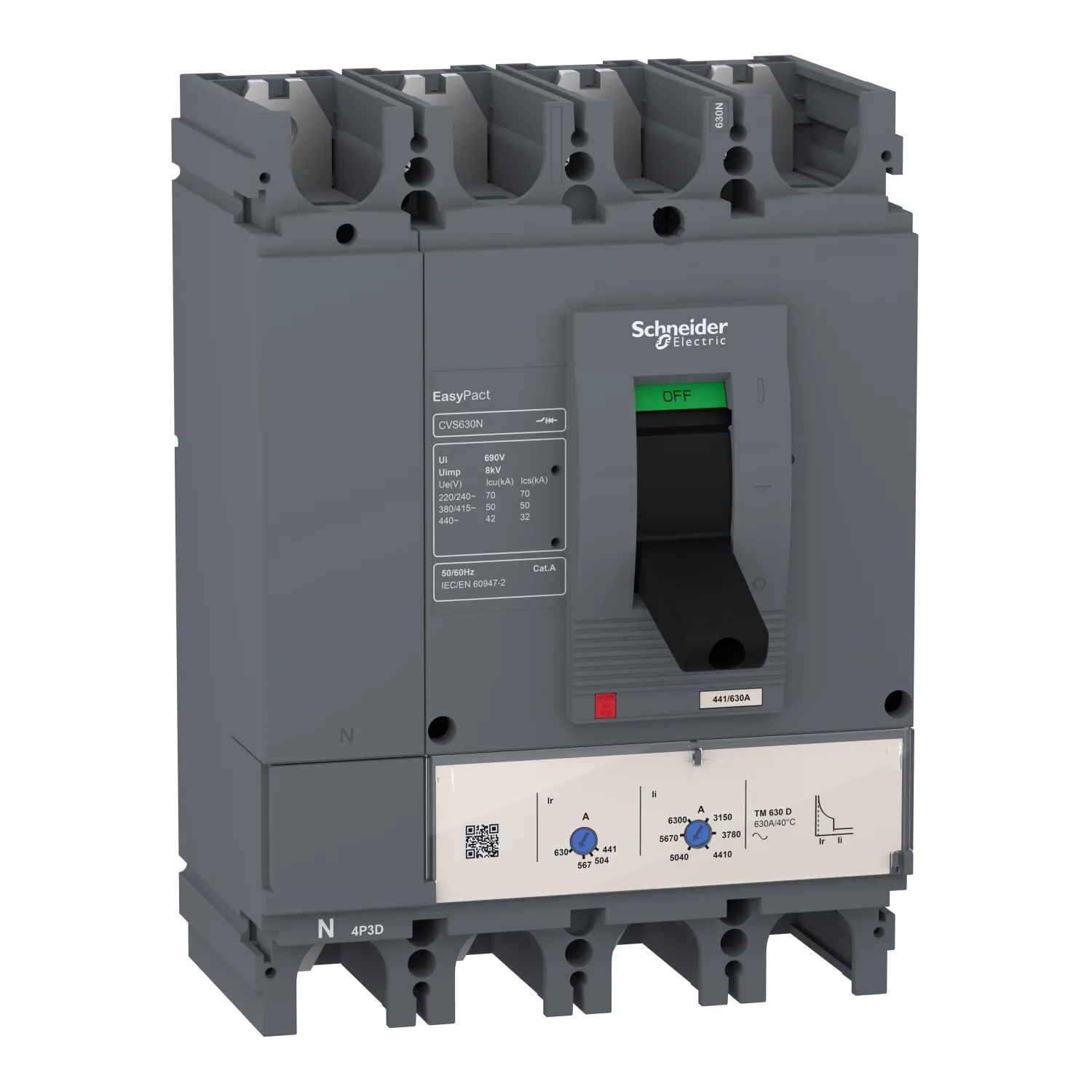 Intreruptor automat tip usol easypact cvs630n tm500d 4 poli 4d, schneider, lv563321