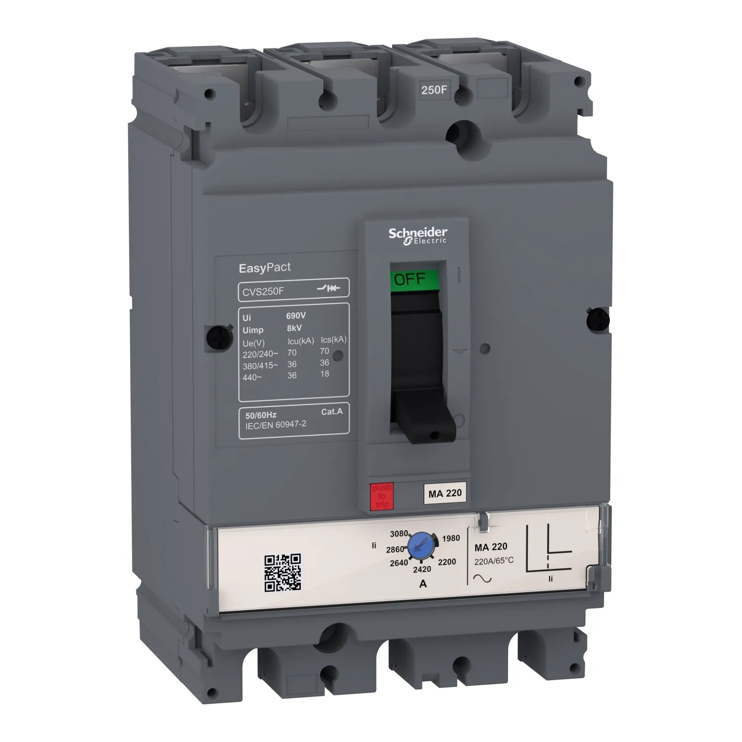 Intreruptor automat tip USOL EasyPact CVS250F MA220 3 poli 3d Schneider LV525439