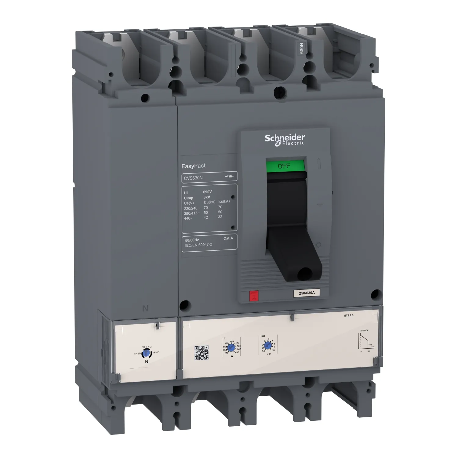 Intreruptor automat tip usol easypact cvs400n ets 2.3 400a 4 poli 4d, schneider, lv540511