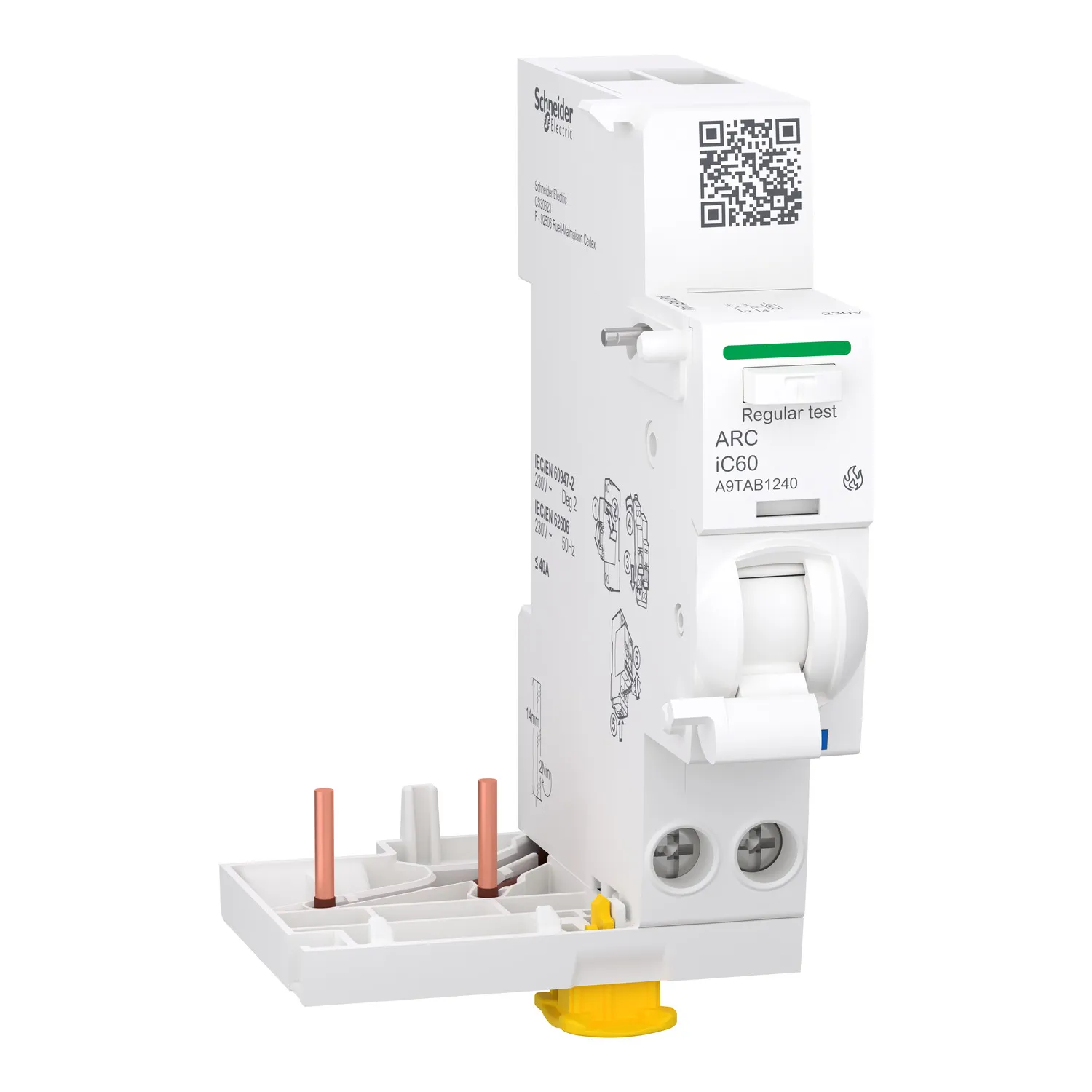 Acti9 AFDD, Bloc auxiliar detectie arc electric, 40A, pentru iC60 2P,  Schneider, A9TAB1240