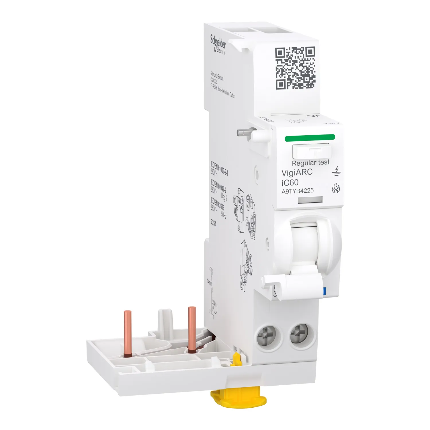 Acti9 AFDD Bloc auxiliar detectie arc electric si protectie diferentiala 25A 30mA tip A-SI pentru iC60 2P  Schneider A9TYB4225