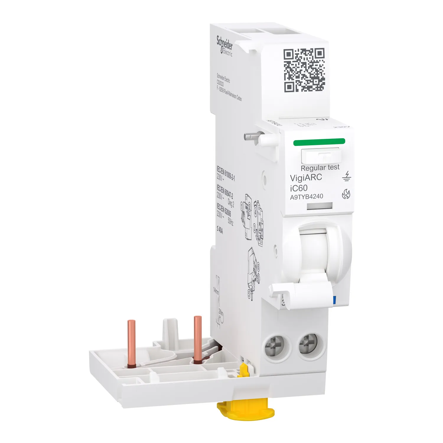 Acti9 AFDD, Bloc auxiliar detectie arc electric si protectie diferentiala, 40A, 30mA tip A-SI, pentru iC60 2P,  Schneider, A9TYB4240