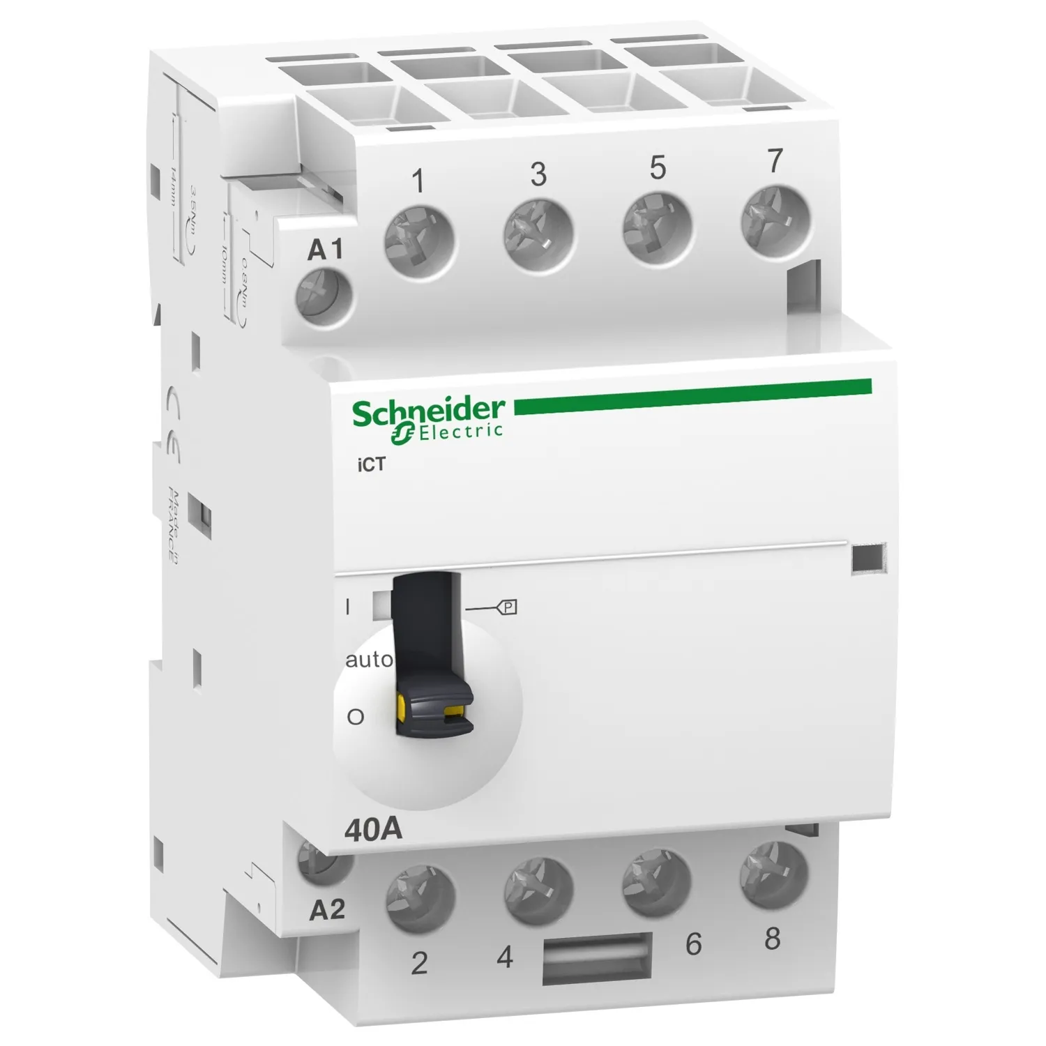 Contactor modular  Ict Comanda Manuala 40A 4ND 4 contacte normal deschise Bobina 24V 50Hz Schneider A9C21144