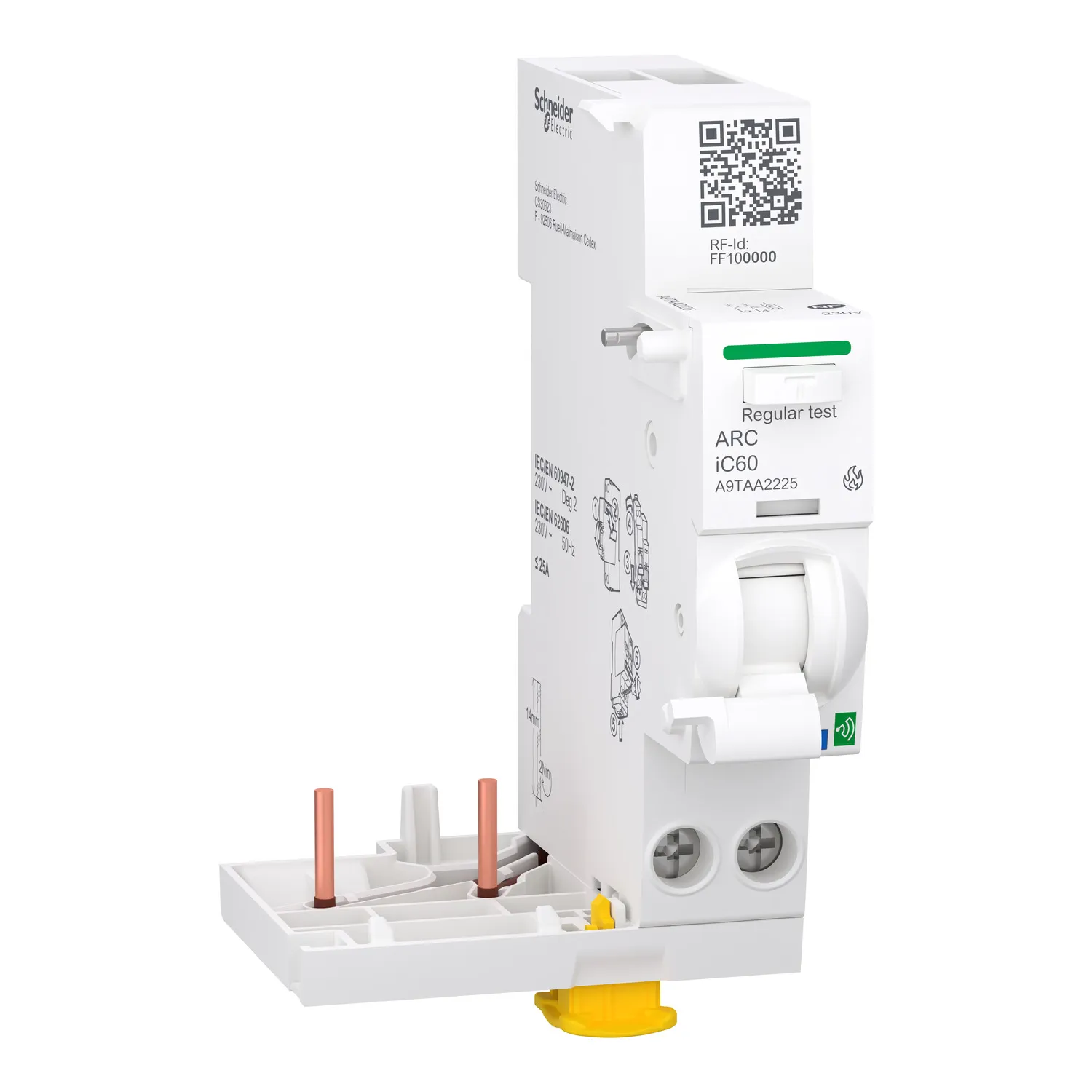 Acti9 Active AFDD Bloc auxiliar detectie arc electric cu Powertag 25A pentru iC60 2P  Schneider A9TAA2225