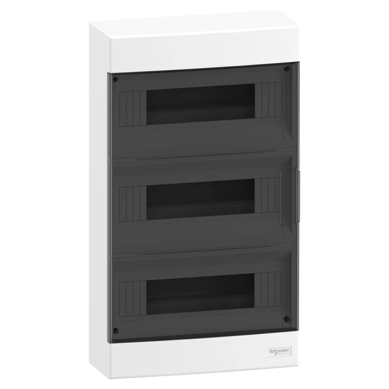 Easy9EU, Cofret cu montaj aparent, 3x12 Module, usa fumurie, cu 2 blocuri terminale EZ9EUC312