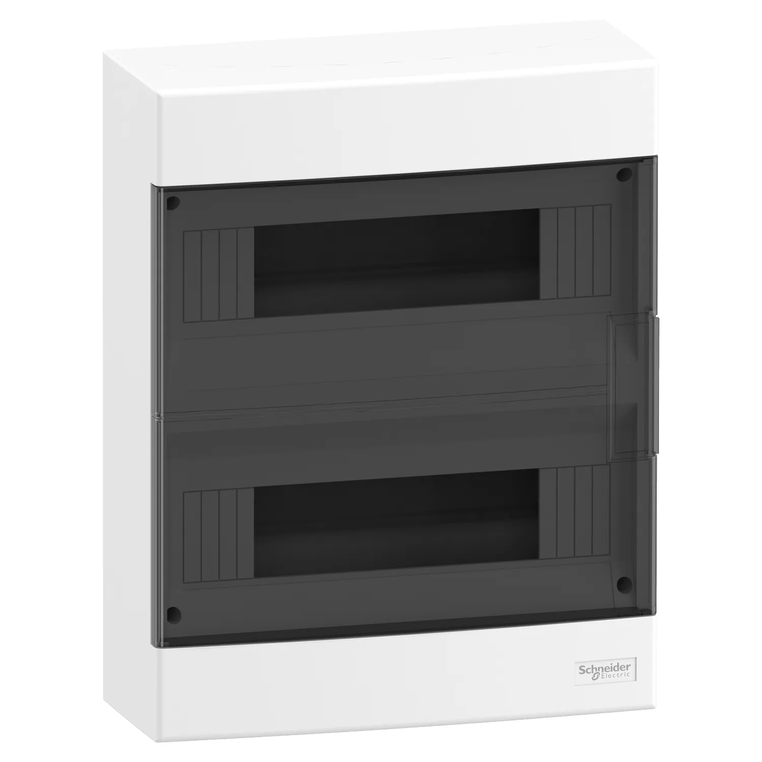 Easy9eu, cofret cu montaj aparent, 2x12 module, usa fumurie, cu 2 blocuri terminale ez9euc212