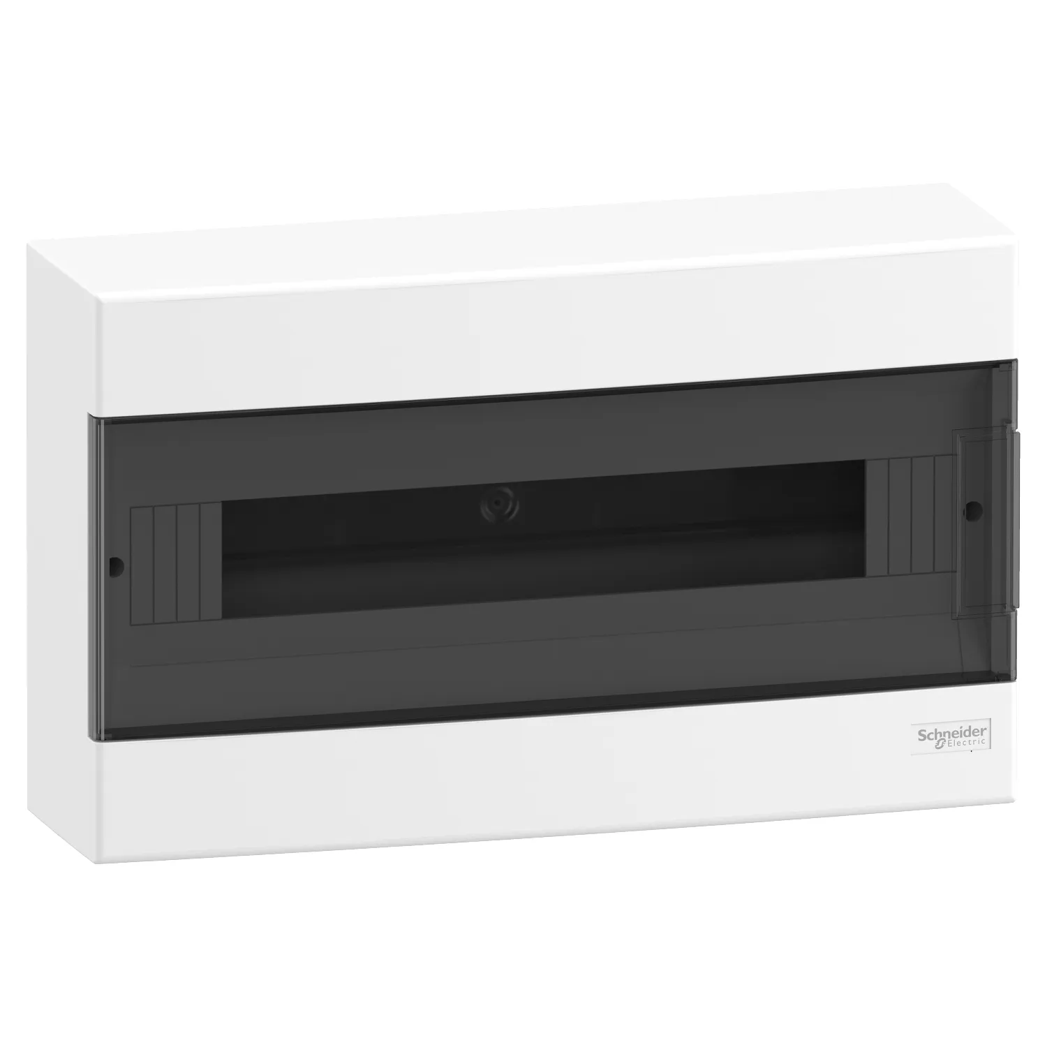 Easy9EU, Cofret cu montaj aparent, 1x18 Module, usa fumurie, cu 2 blocuri terminale EZ9EUC118