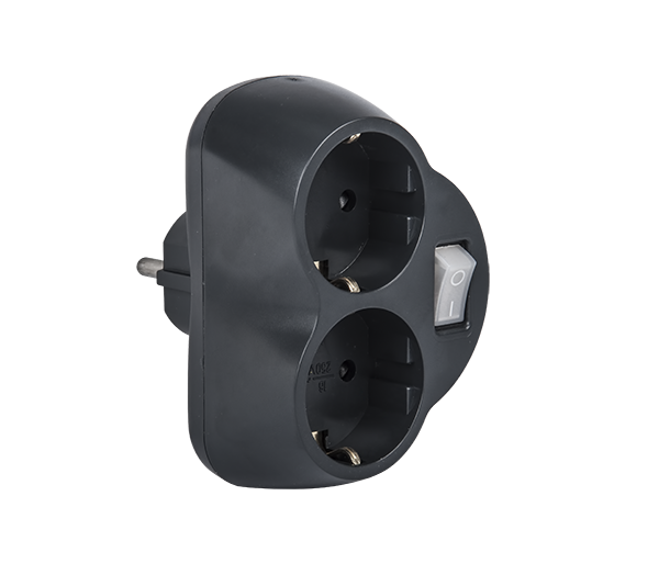 MultiPriza adaptor dublu, GRAFIT CU CHEIE, Elmark, 192210 