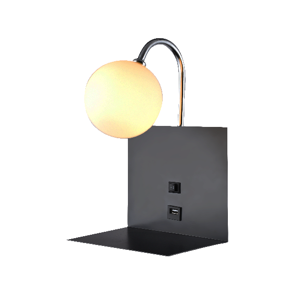 Aplica, Elmark, Betty, 1Xg9, Cu, Usb, Negru, 955Betty1W/Bl
