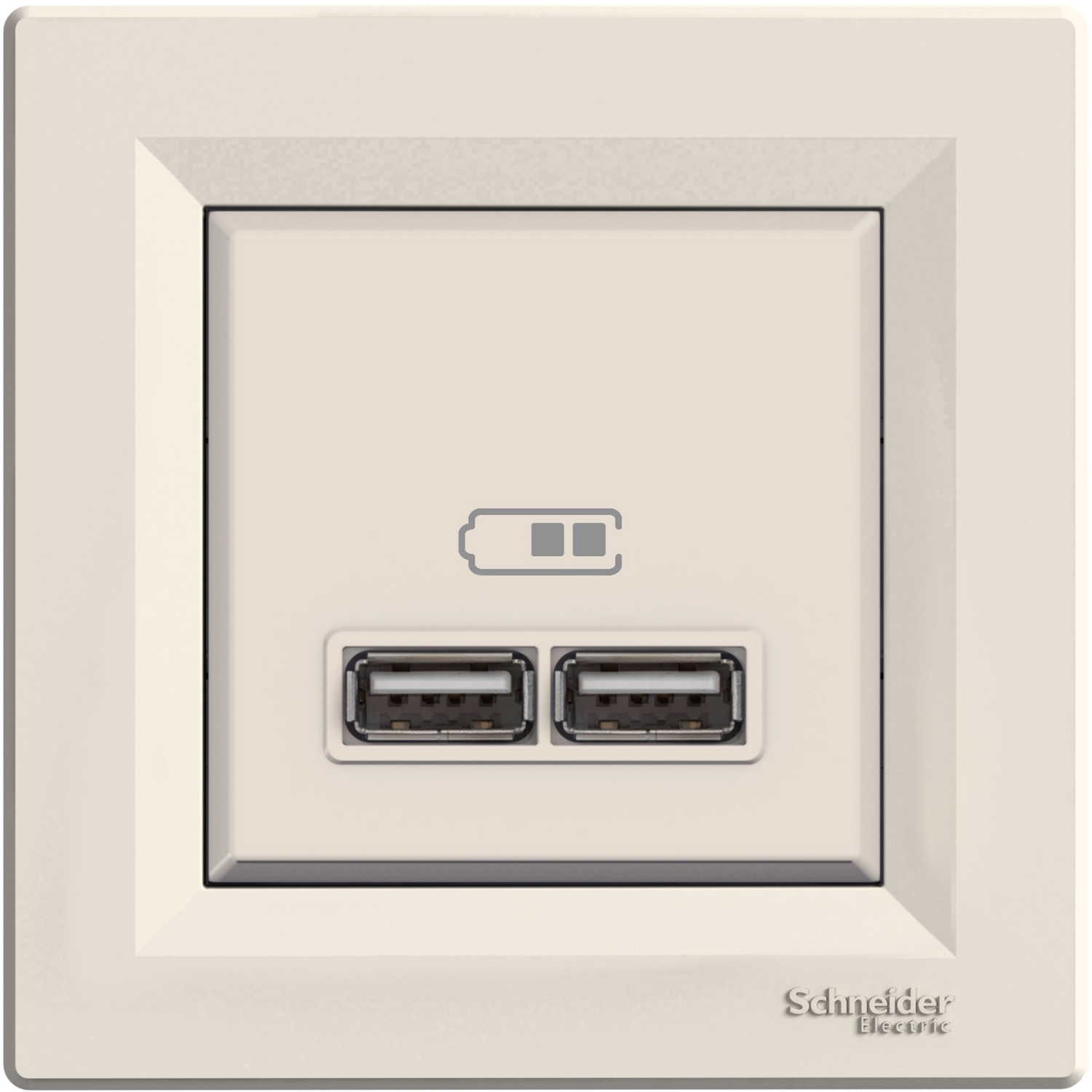 Asfora Priza Dubla Incarcare USB 2.1 A Crem Schneider EPH2700223