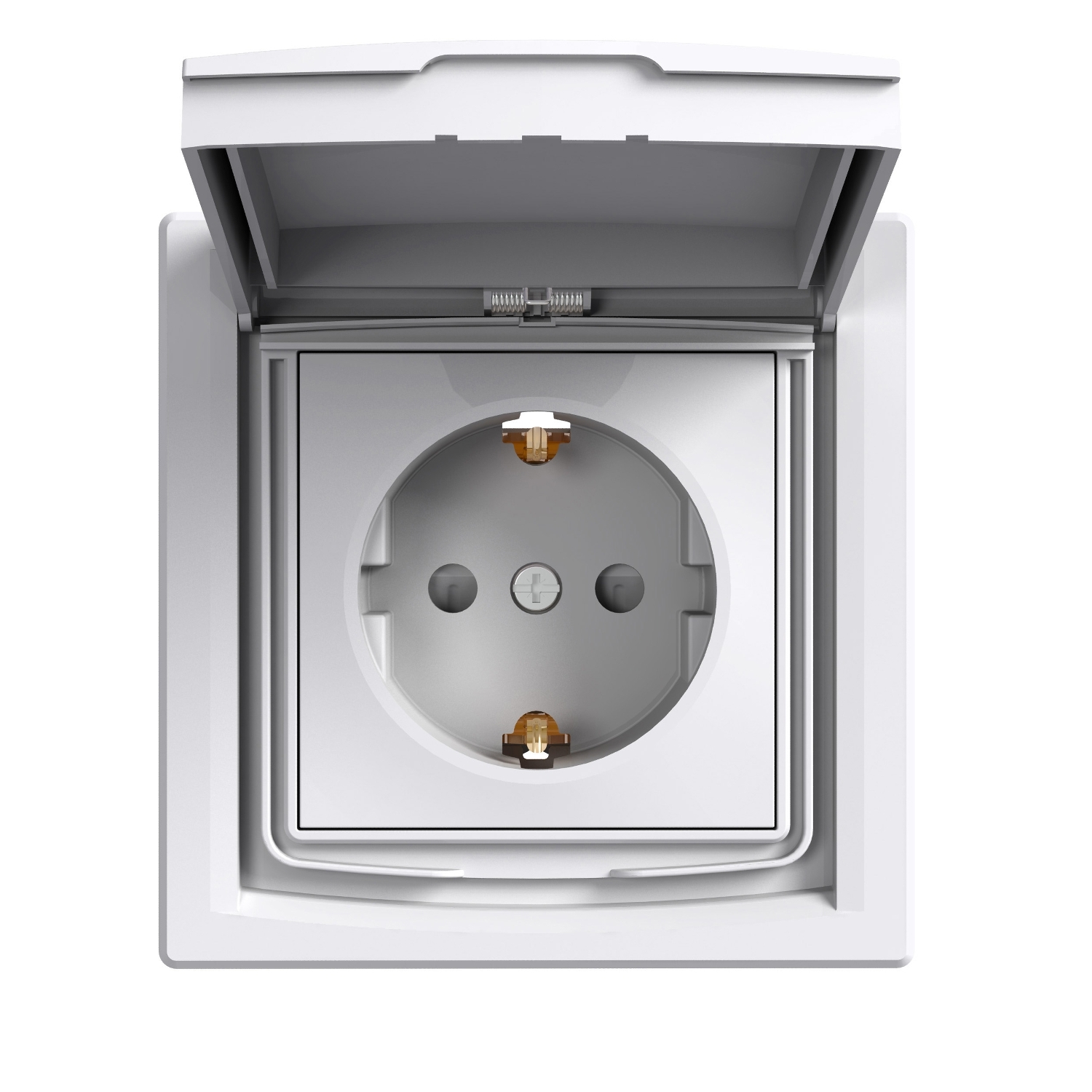 Asfora Priza Schuko Cu Impamantare 16A Capac Clapete Ip44 Alb Schneider EPH3100321
