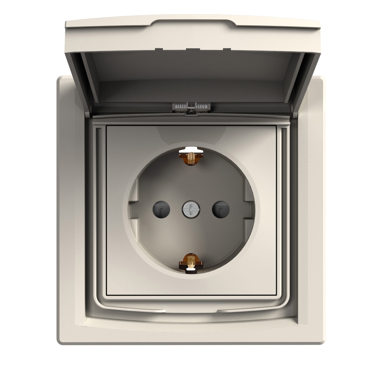 Asfora Priza Schuko Cu Impamantare 16A Capac Clapete Ip44 Crem Schneider EPH3100323
