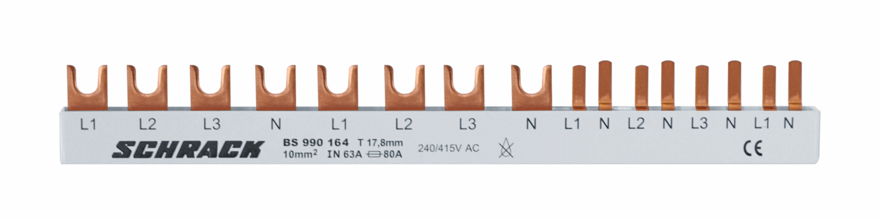 Busbar, tetrapolar, 4p, 1xfi, 4p, 1xsi, 4p, 4xsi, 1+n, 12uh