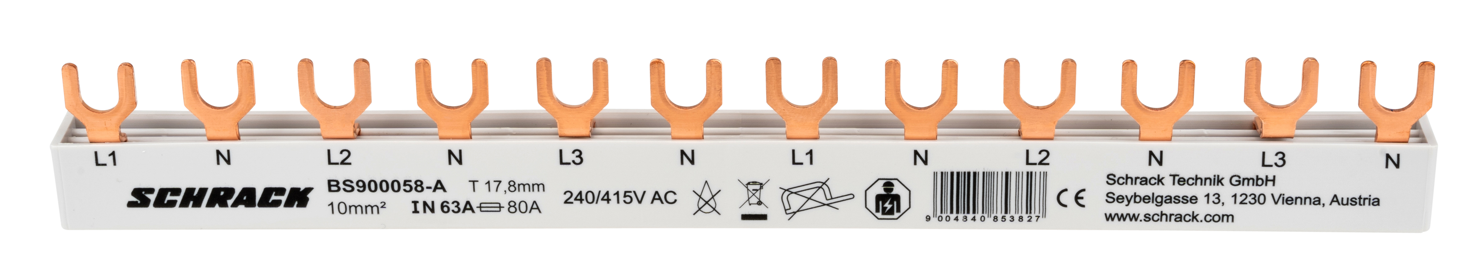Busbar 6x Într aut (1P+N) 12UH 10mm²