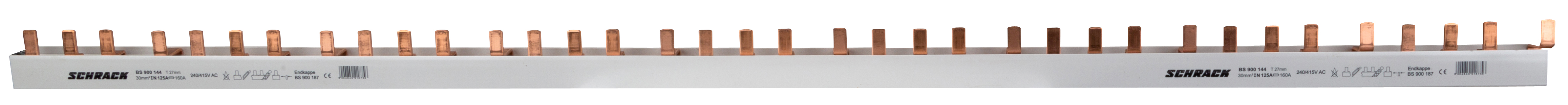 Busbar, 4p, cu, pini, pentru, tytan, 1m, 30mm², pas=27mm