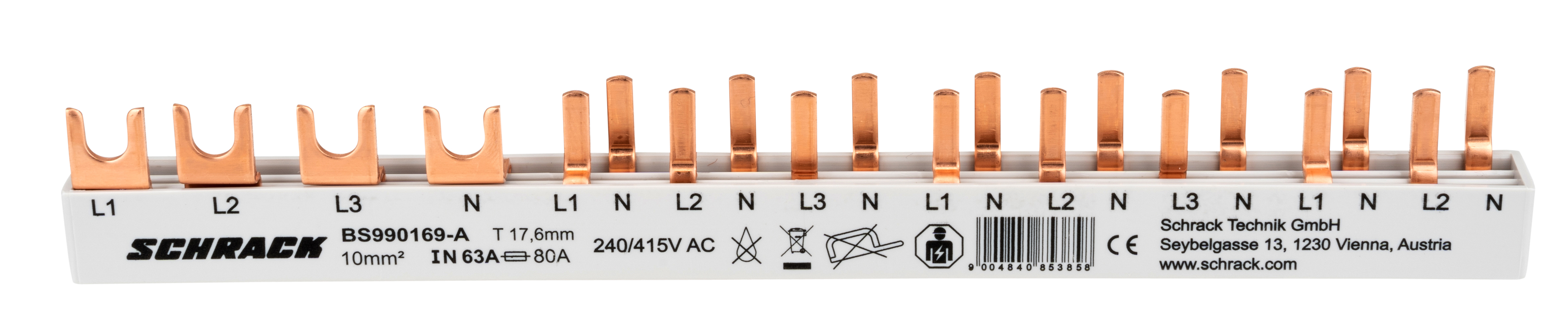 Busbar, comp., furcă, 1xDif, 4P, 8xÎntr., Aut, 1+N, 12UH BS990169-A
