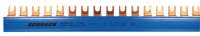 Busbar, cu, contacte, furca, 16mm², N, 1P, 57UH, 1m BS990131--