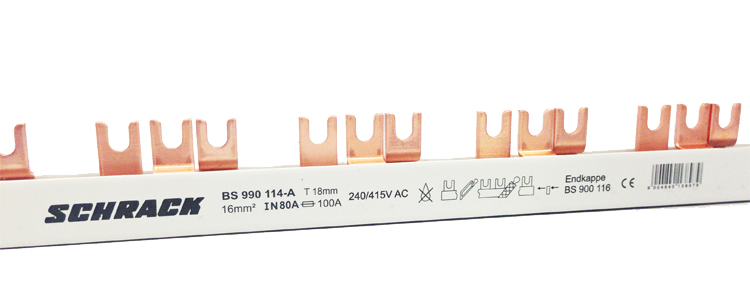 Busbar cu contacte furca 18mm 3P 16mm² 1m