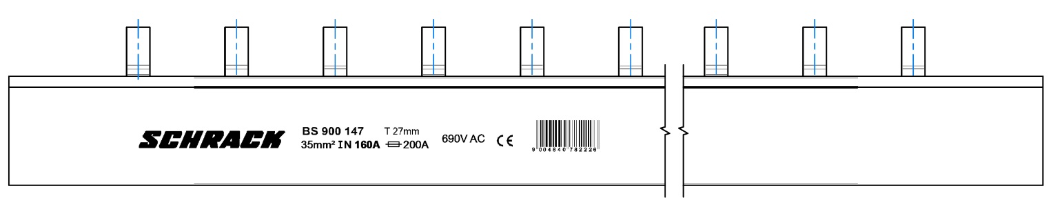 Busbar, de, alimentare, pentru, arrow, s, pin, 3p, 35mm², pas=27mm, 1m