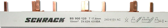 Busbar, de, alimentare, 3P, pini, 1m, 10mm², pas=17.8mm BS900120--