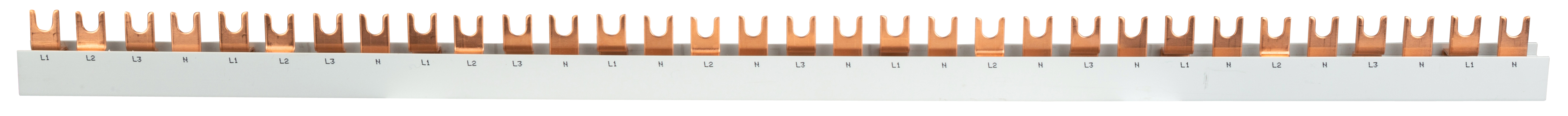 Busbar, cu, contacte, furca, 1xrccb, 4p, 2xmcb, 3+n, 10xmcb, 1+n, 32m, 10mm²
