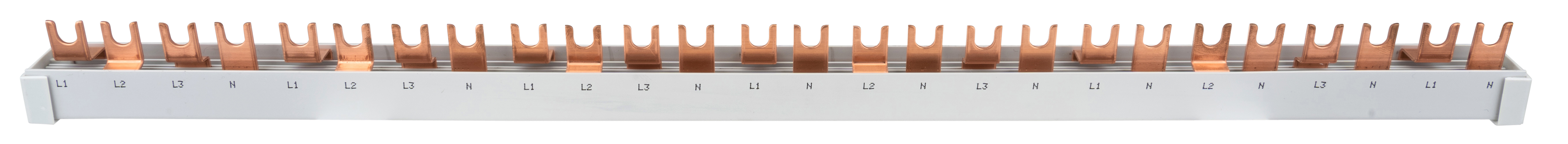 Busbar, cu, contacte, furca, 1xRCCB, 4P, 2xMCB, 3+N, 7xMCB, 1+N, 26M, 10mm² BS900066--